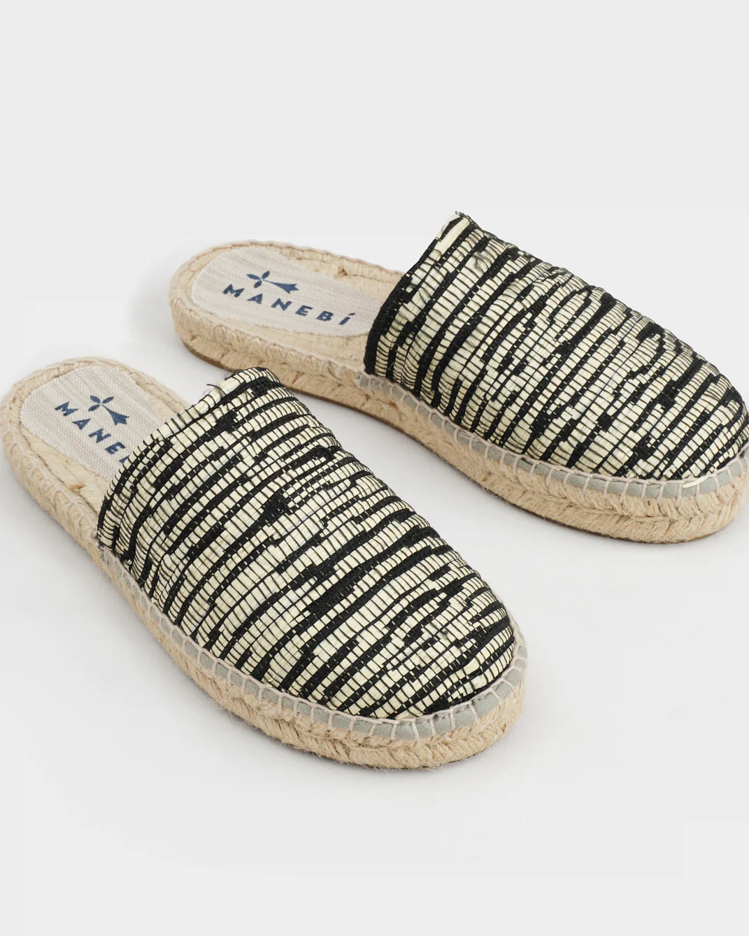 Raffia Zebra Chunky Mules - H25MH - Yucatán Natural & Black - Image 4