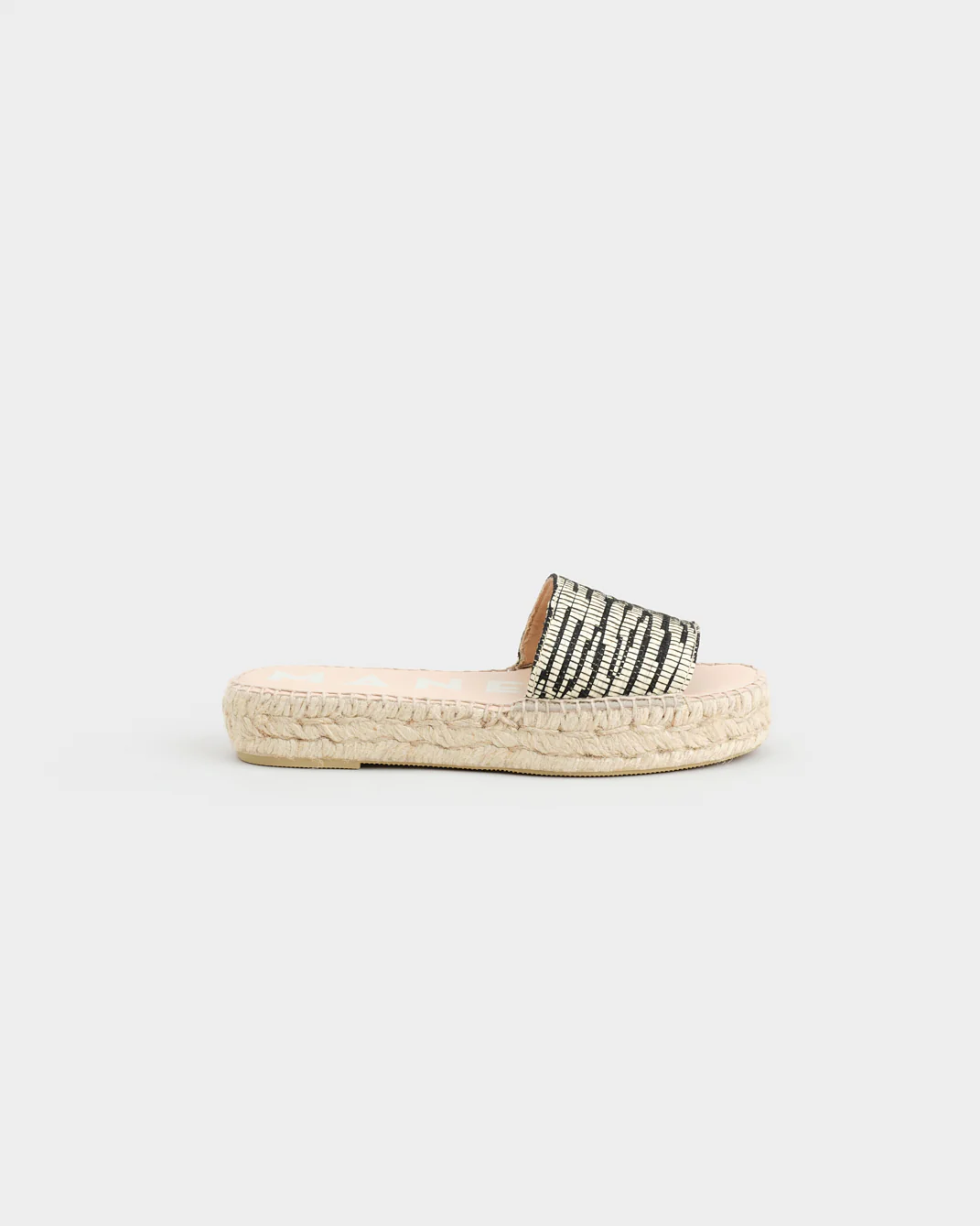 Raffia Zebra Double Sole Slides - H25DS - Yucatán Natural & Black