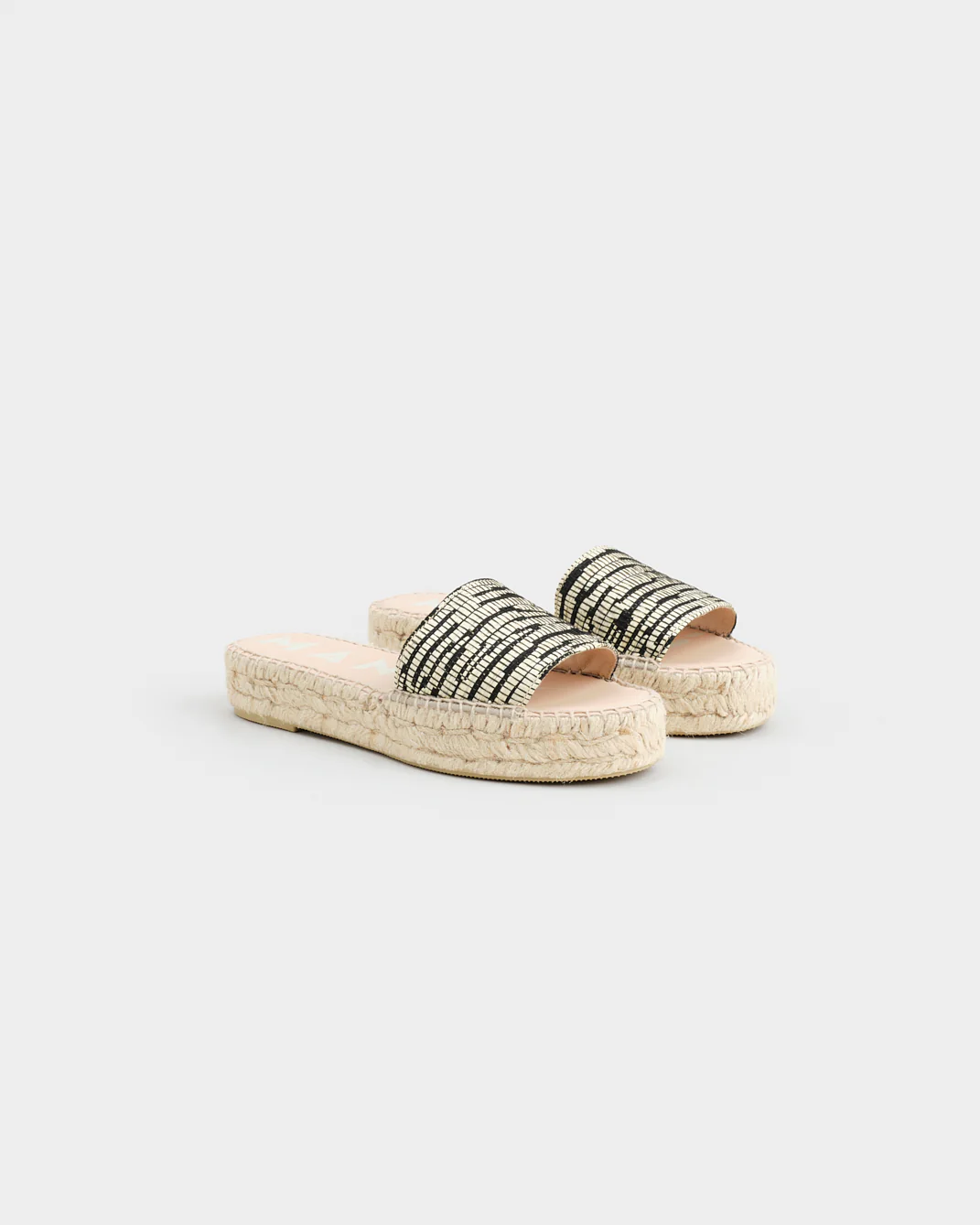 Raffia Zebra Double Sole Slides - H25DS - Yucatán Natural & Black - Image 3