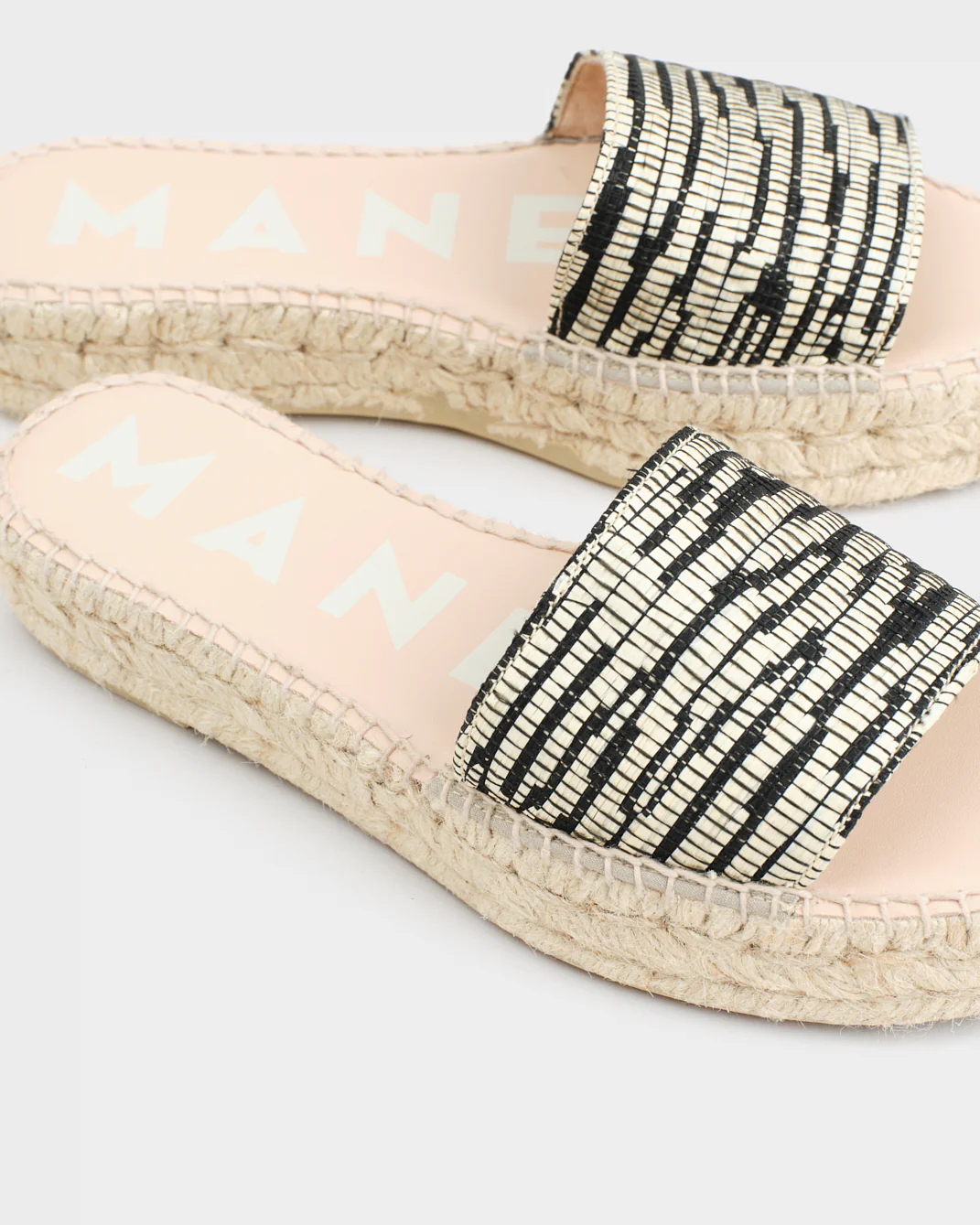 Raffia Zebra Double Sole Slides - H25DS - Yucatán Natural & Black - Image 4