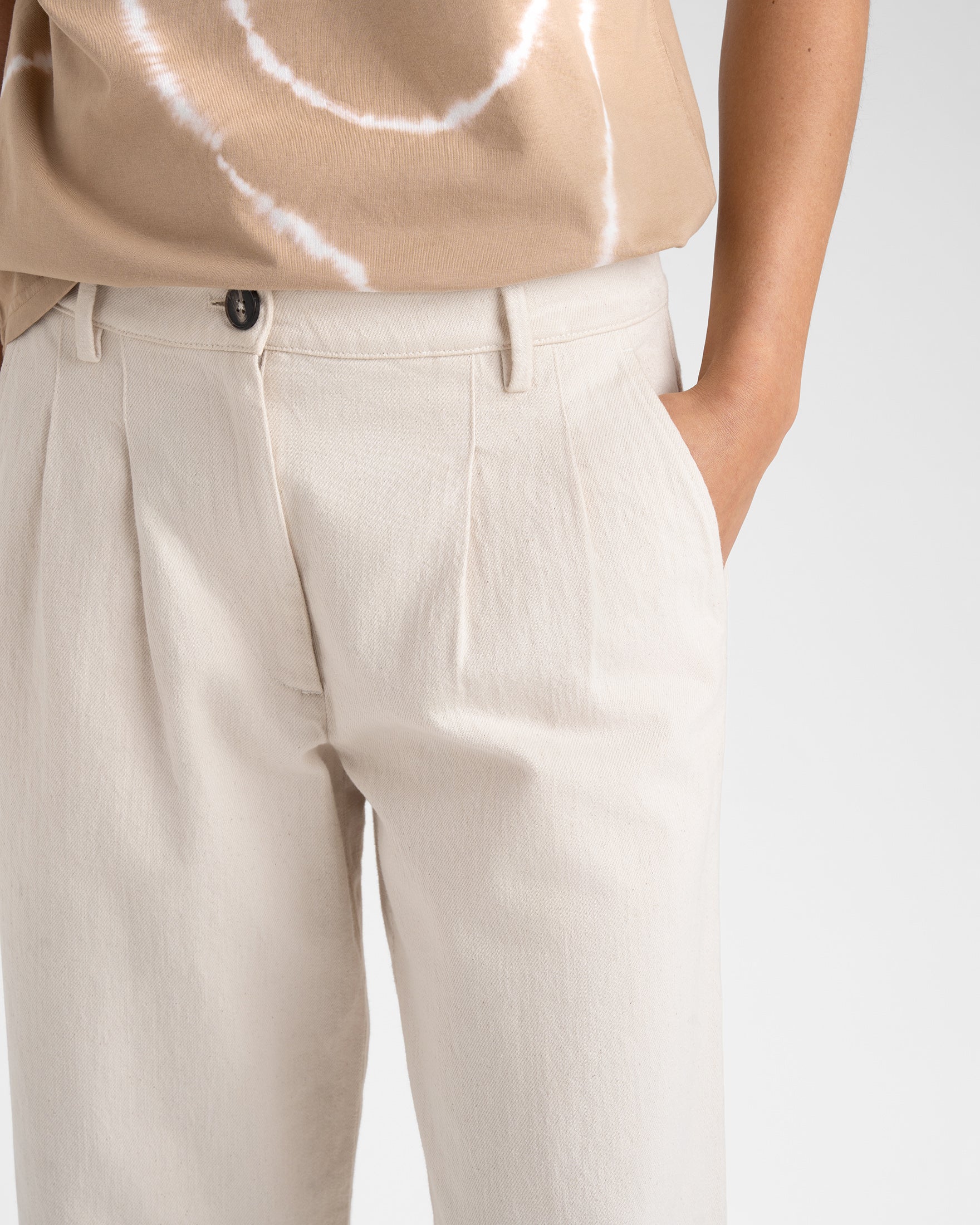 Raw Cotton Twill Sevilla Trousers - C96FP - Ecru - Image 3