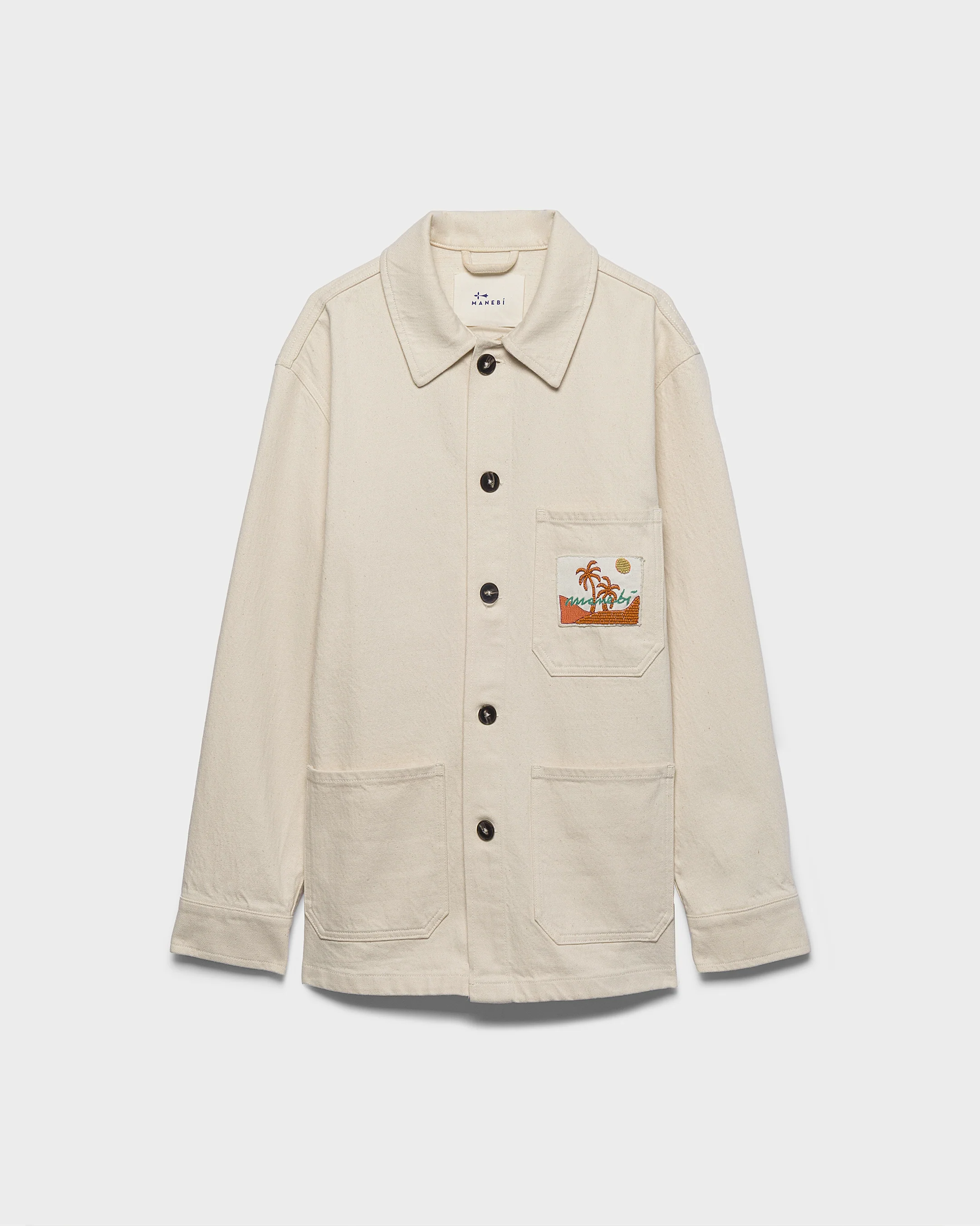 Raw Cotton Twill Ventana Overshirt - C96KZ - Ecru - Image 3