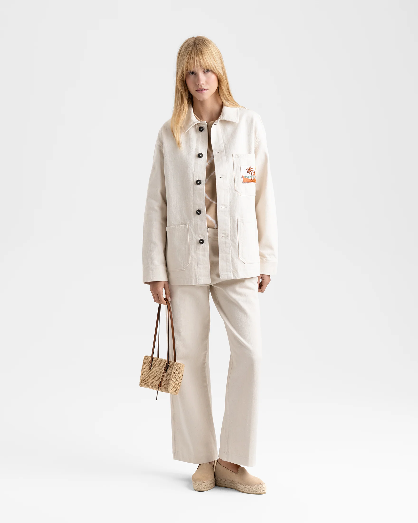 Raw Cotton Twill Ventana Overshirt - C96KZ - Ecru - Image 4