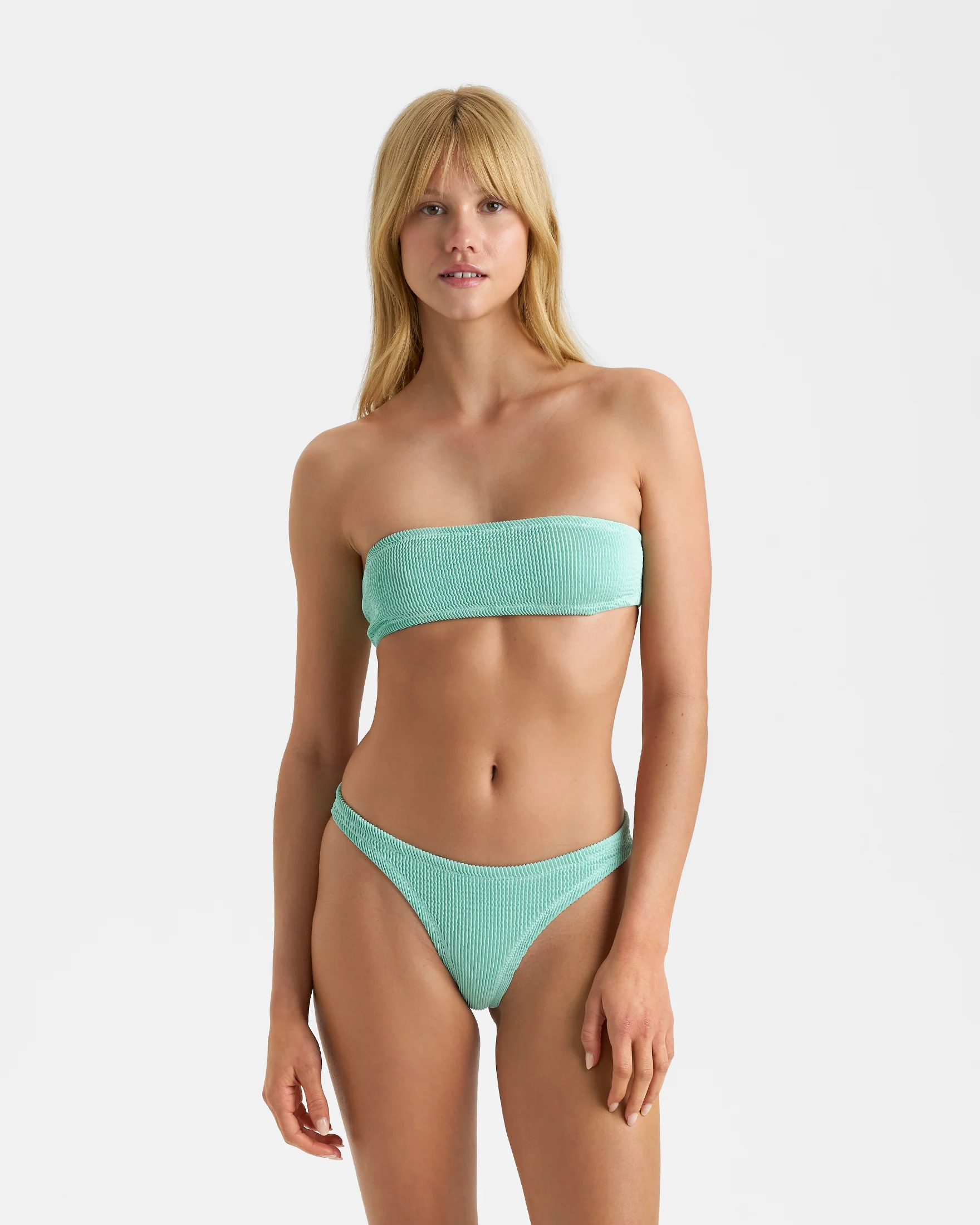 Seersucker Bandeau Bikini - S28UB - Ice Green - Image 2