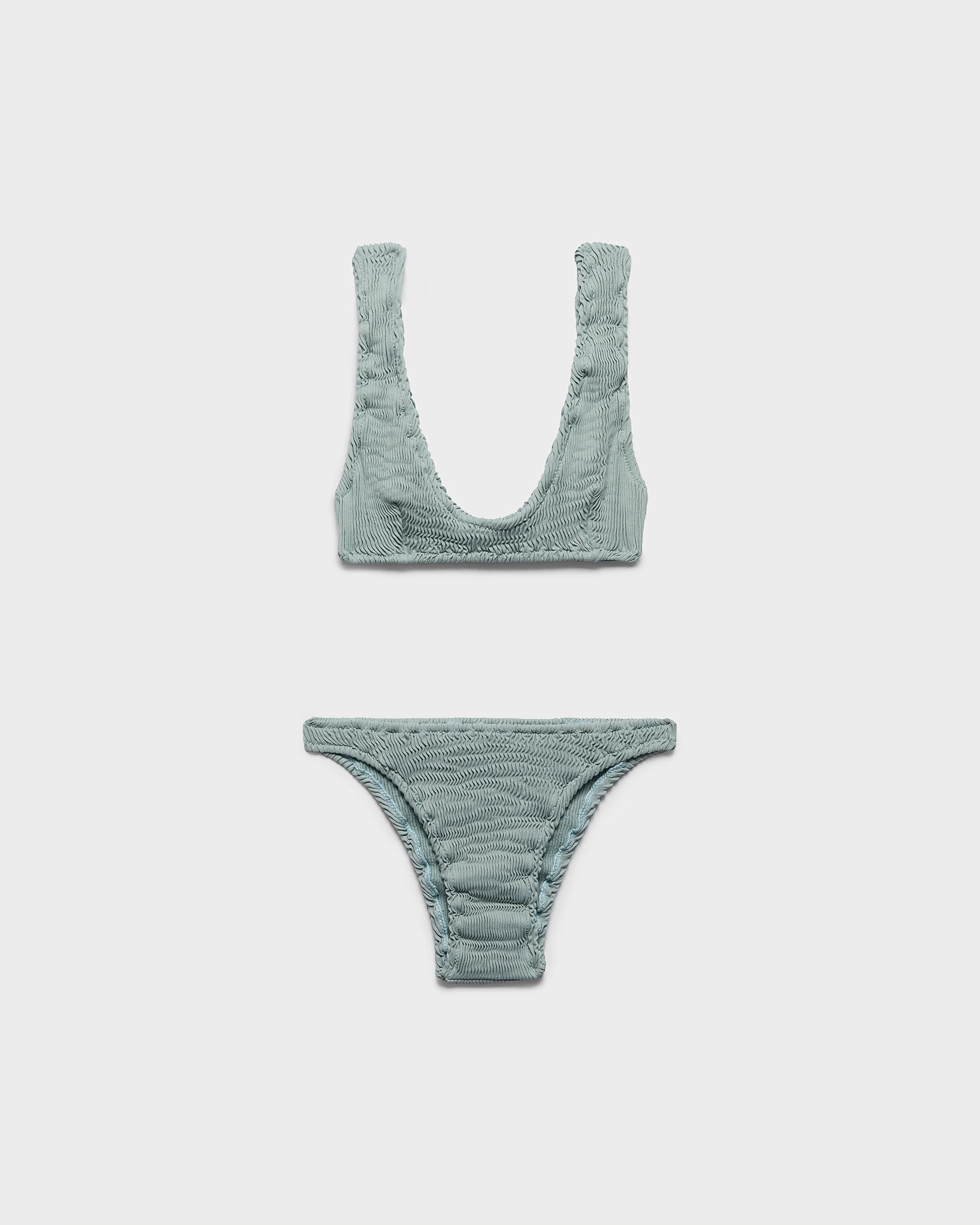 Seersucker Surf Bralette Bikini - S32TS - Misty Cloud