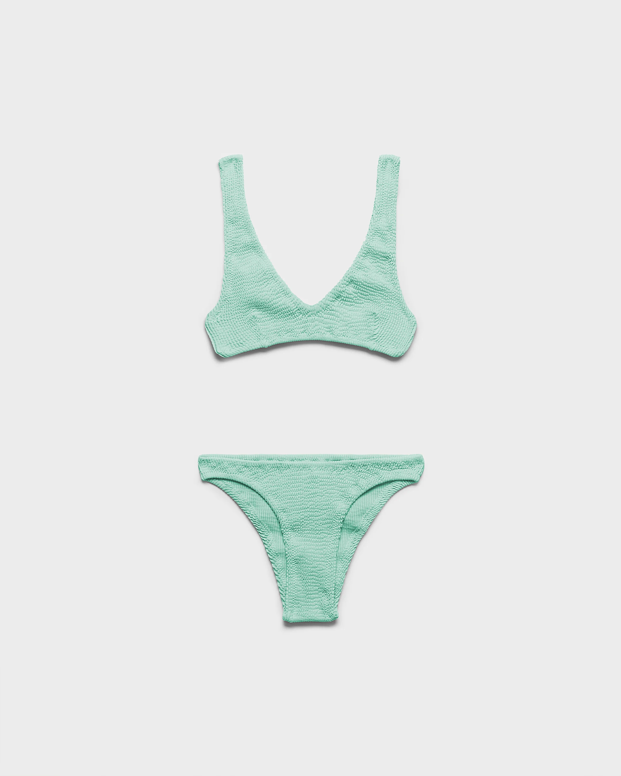 Seersucker Surf Bralette Bikini - S28TS - Ice Green