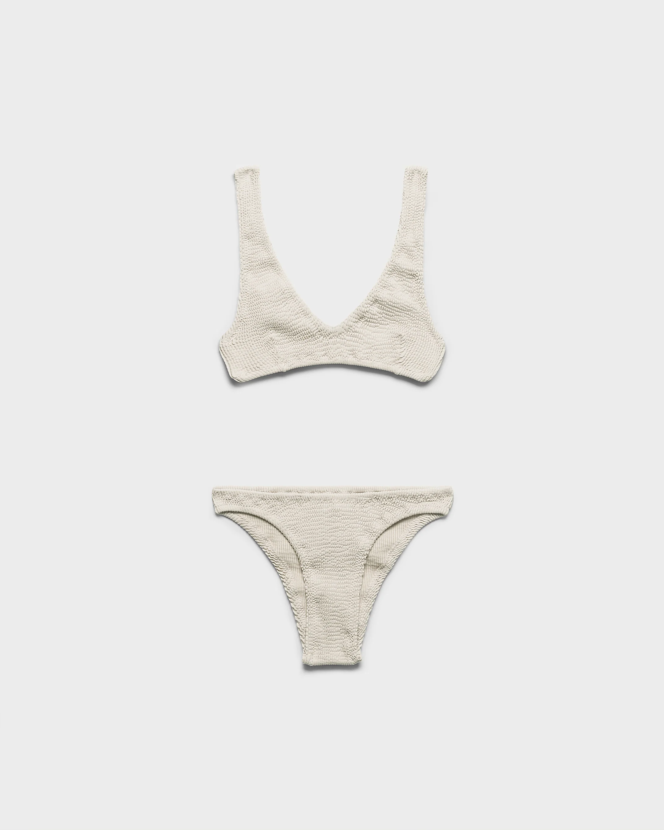 Seersucker Surf Bralette Bikini - S29TS - Shell White