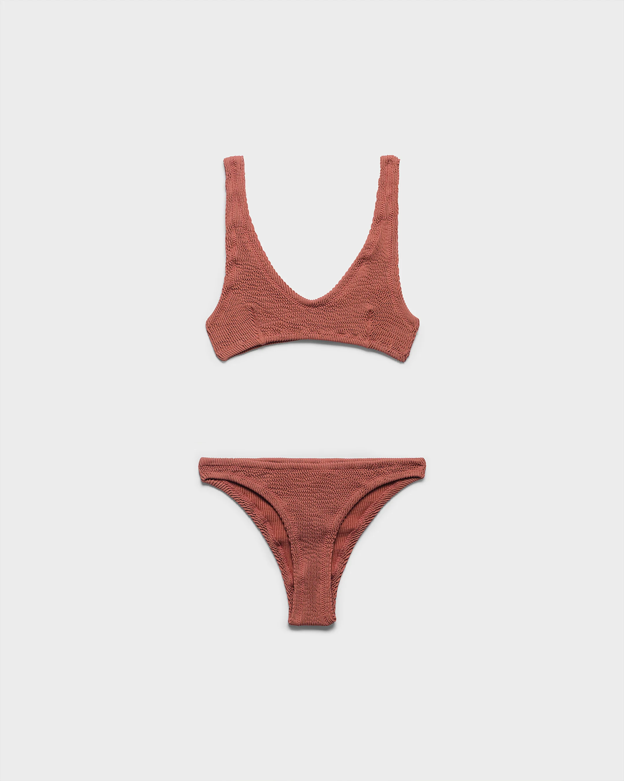 Seersucker Surf Bralette Bikini - S25TS - Terracotta
