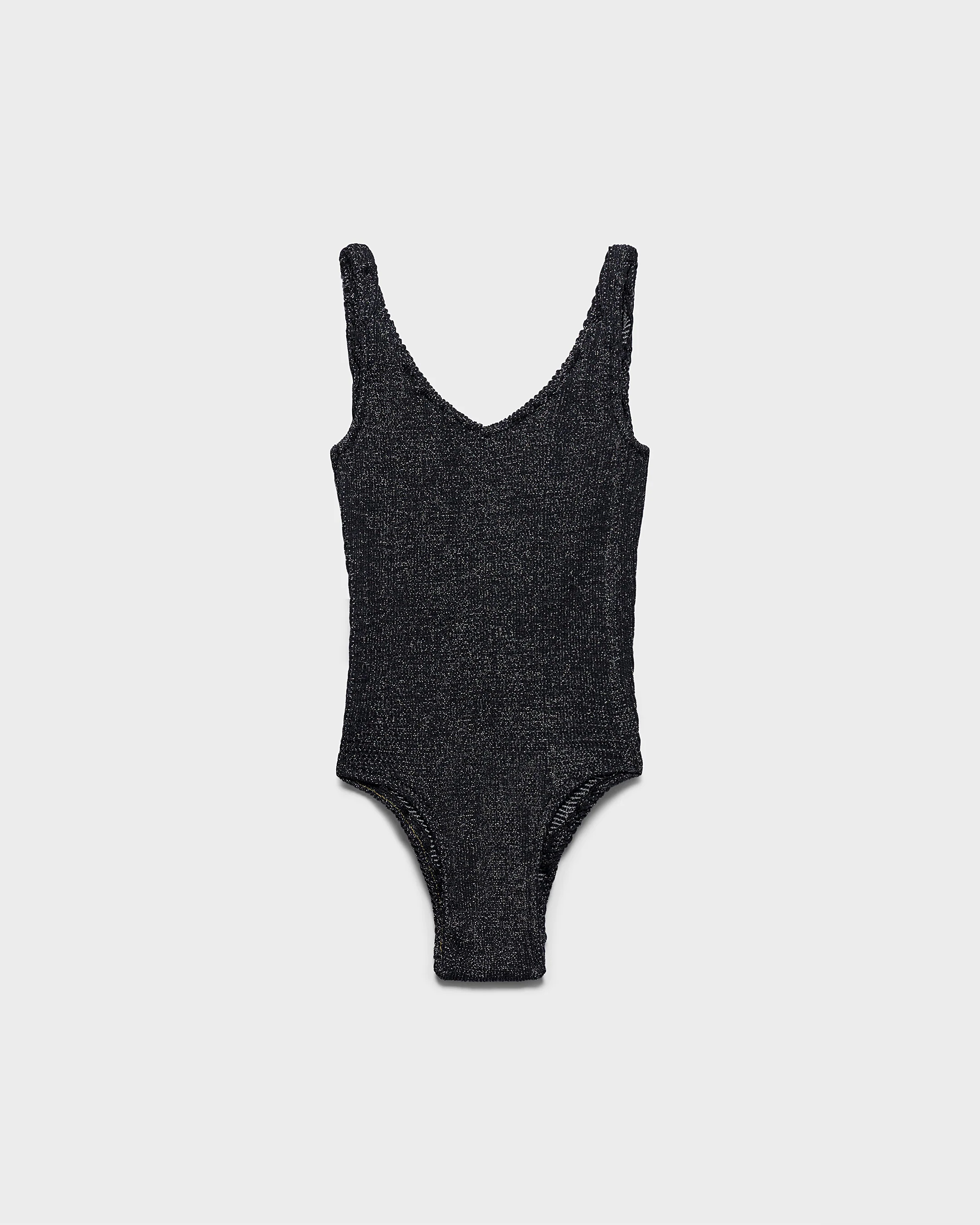 Seersucker V-Neck One Piece - S34SK - Sparkling Black