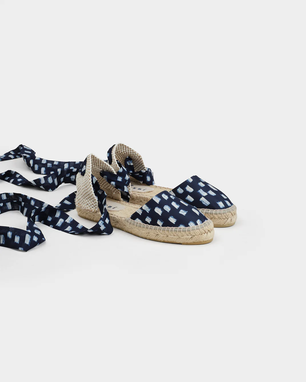 Silk Flat Valenciana Espadrilles - H48P0 - Monaco Navy Blue Pois - Image 3