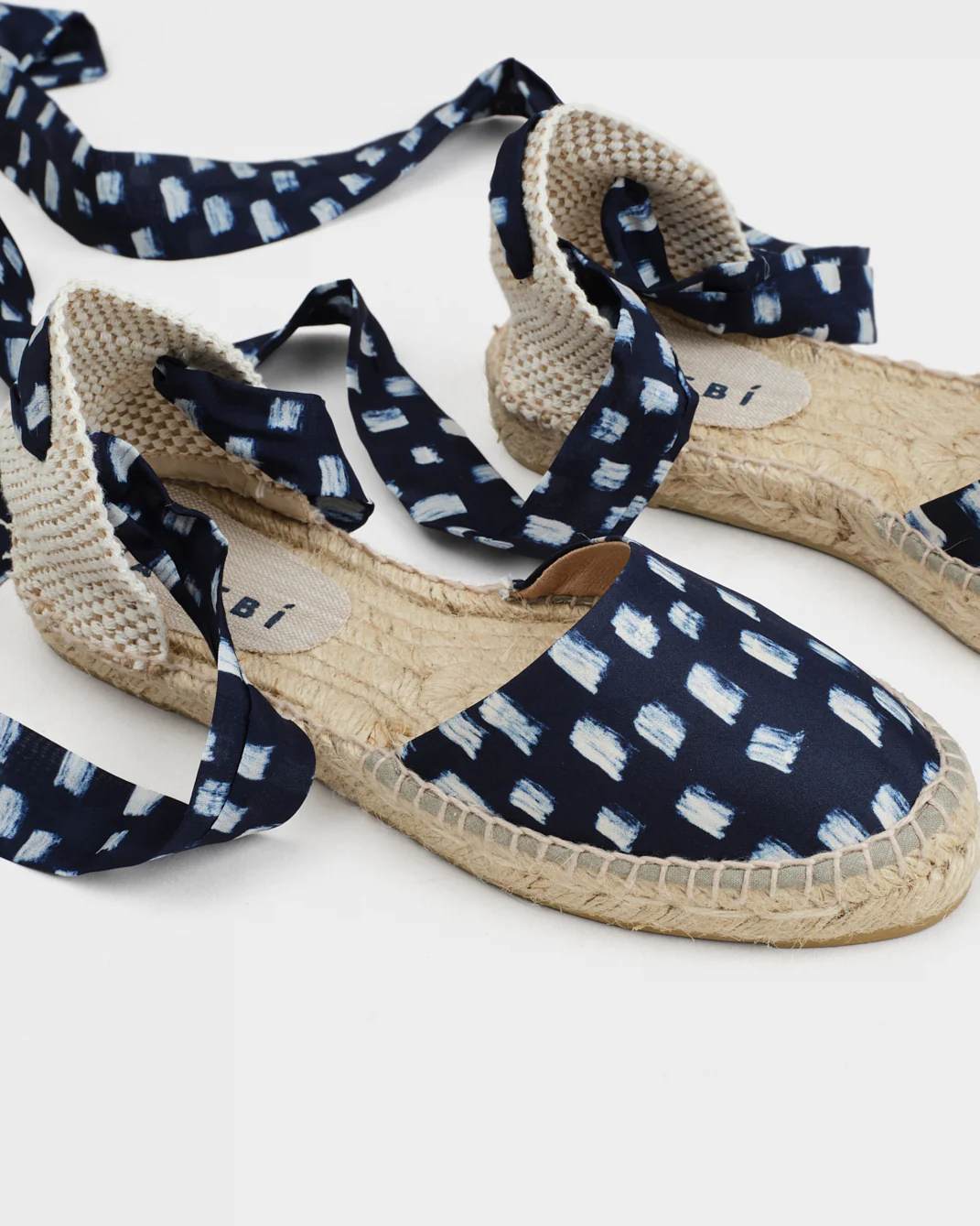 Silk Flat Valenciana Espadrilles - H48P0 - Monaco Navy Blue Pois - Image 4