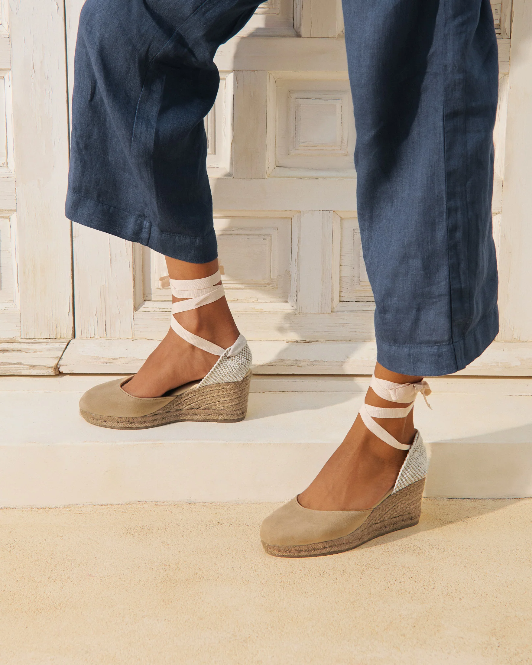 Suede Low Wedge Espadrilles - W16WL - Hamptons Vintage Taupe On Tone - Image 5
