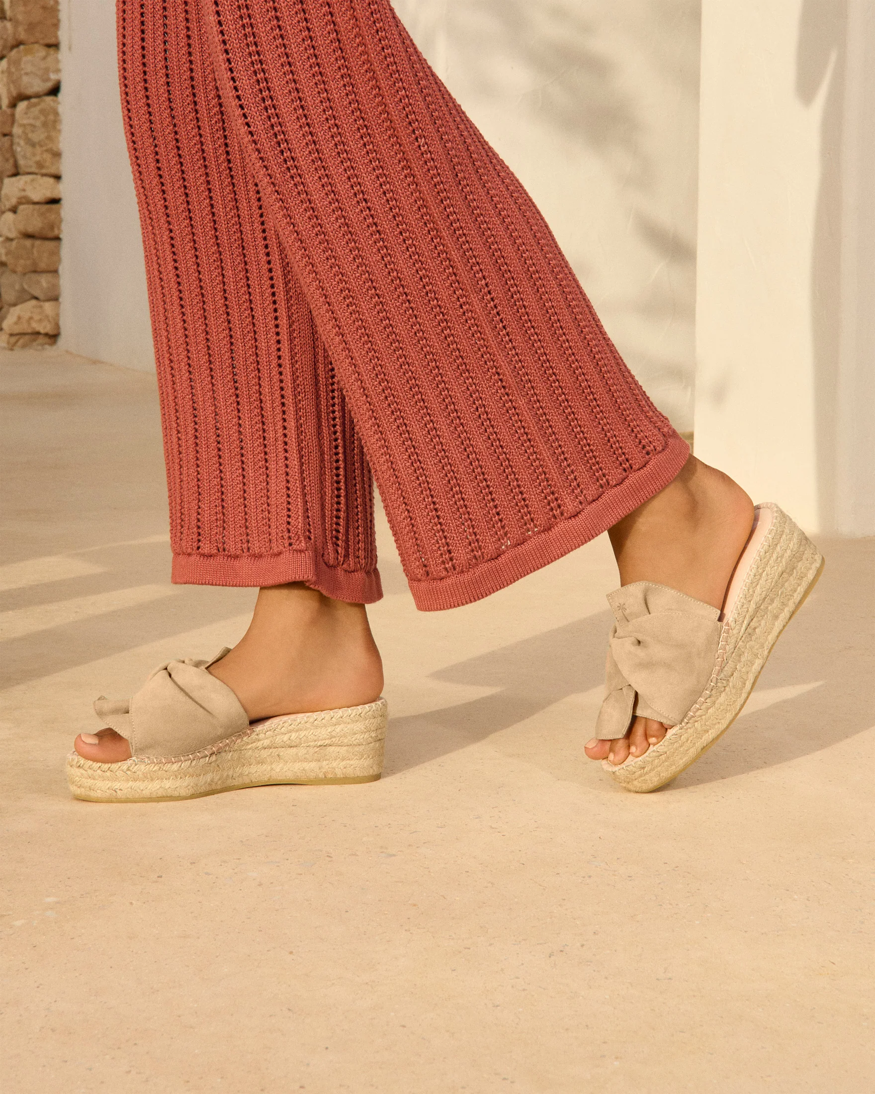 Suede Platforms With Knot - M11WK - Hamptons Champagne Beige - Image 5