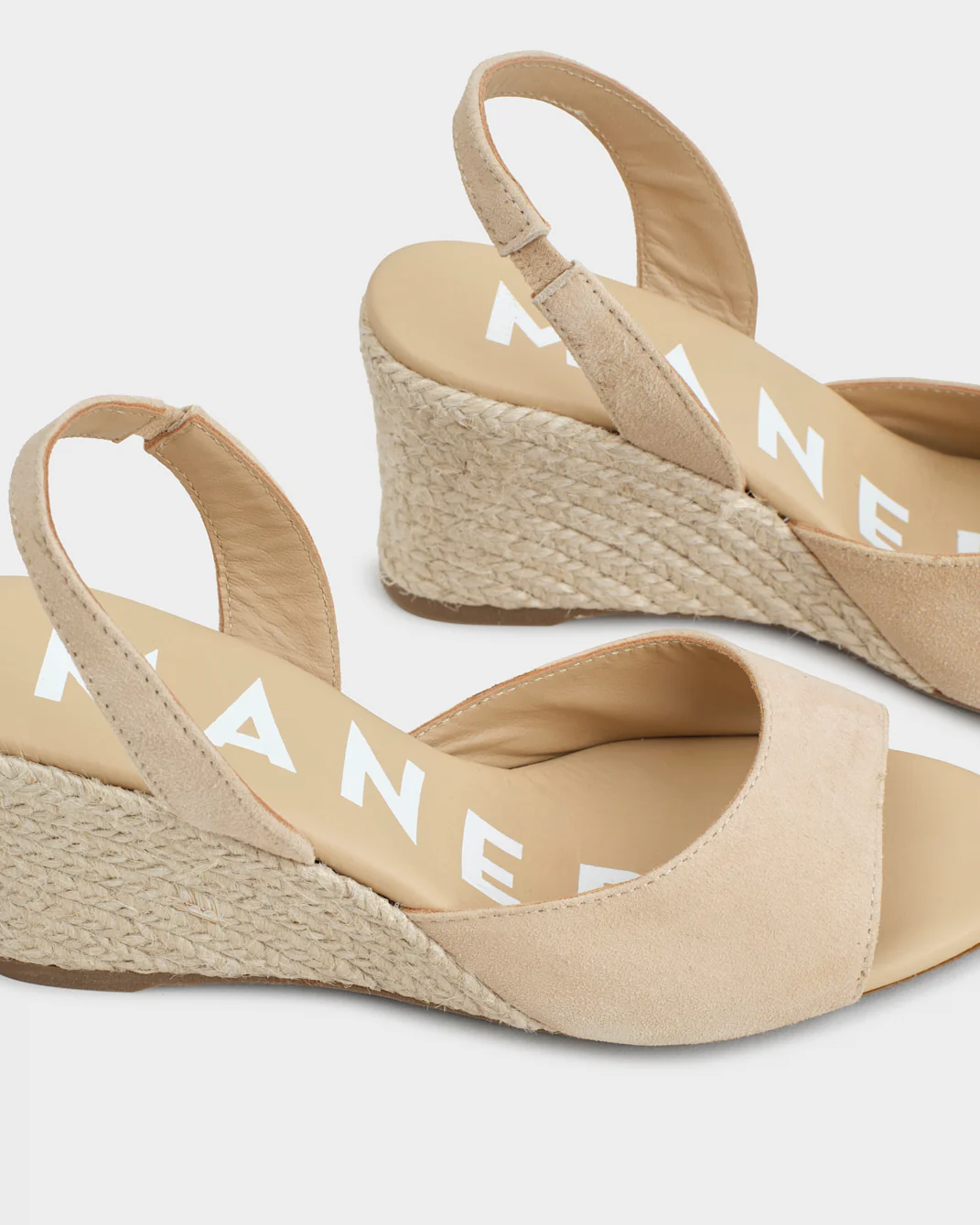 Soft Suede Slingback Low Wedge Espadrilles - M11KH - Hamptons - Champagne Beige - Image 4