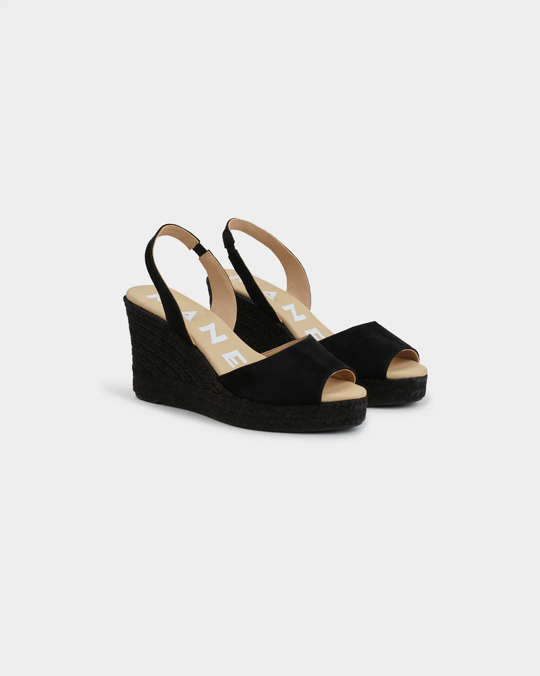 Soft Suede Slingback Wedge Espadrilles - R22WC - Hamptons - Black On Tone - Image 3