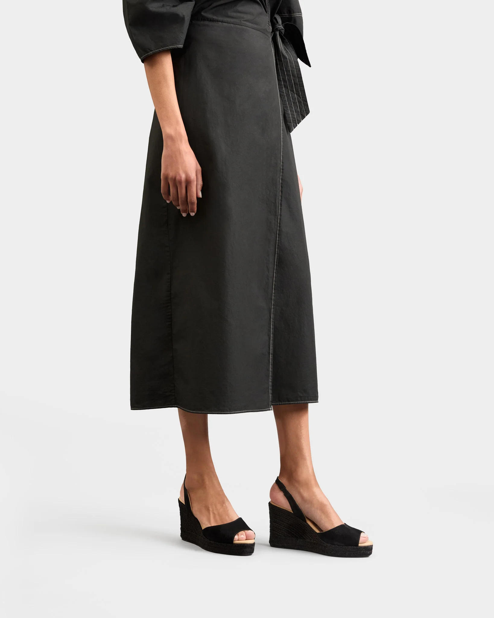 Soft Suede Slingback Wedge Espadrilles - R22WC - Hamptons - Black On Tone - Image 5