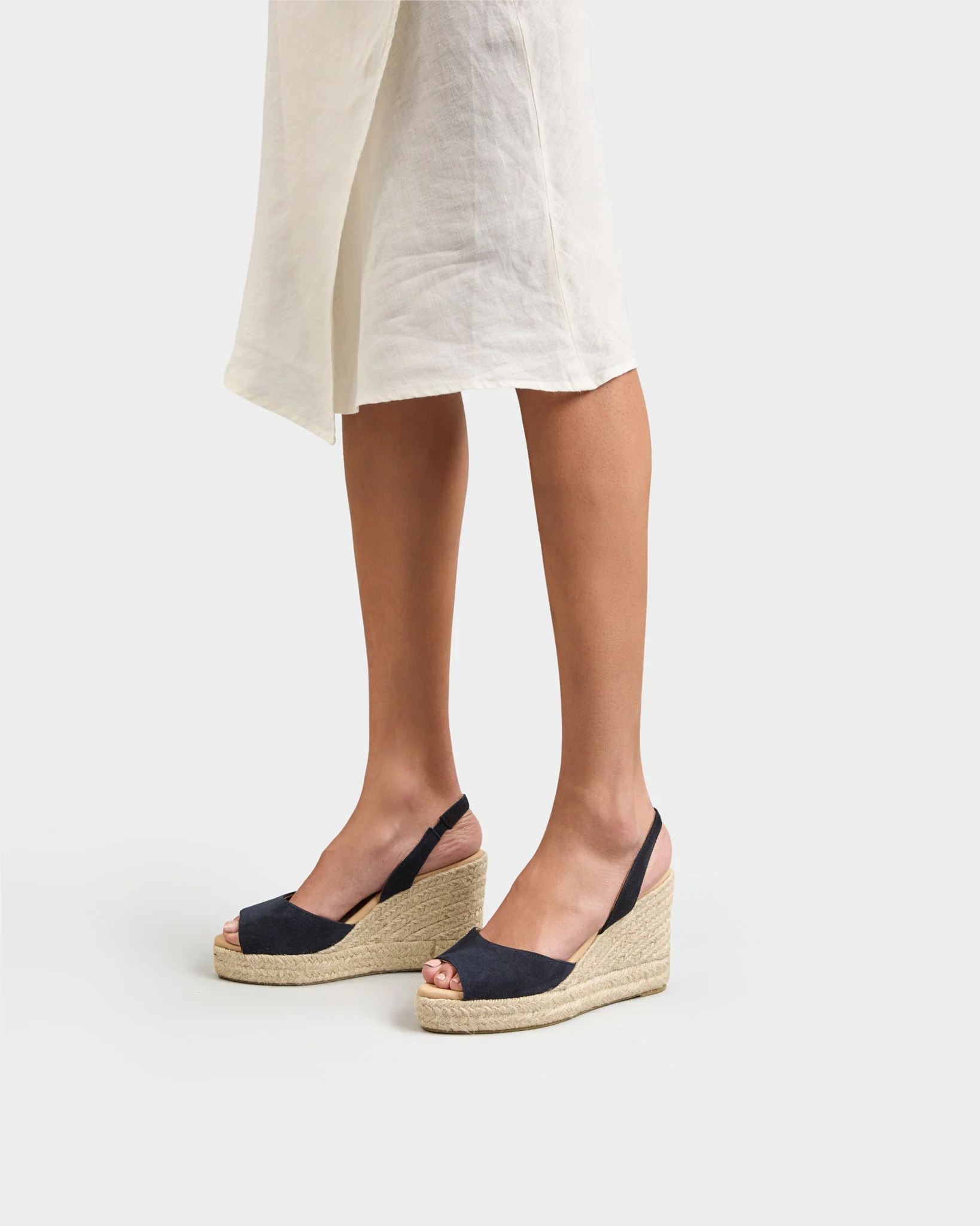 Suede Slingback Wedge Espadrilles - M15WC - Hamptons Patriot Blue - Image 2