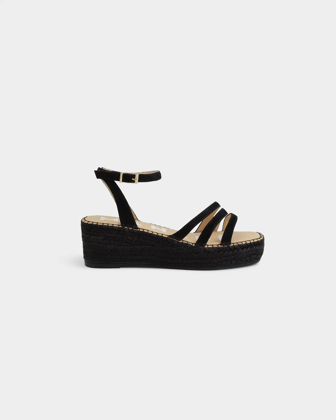 Soft Suede Three Bands Platform Espadrilles - R22WU - Hamptons - Black On Tone