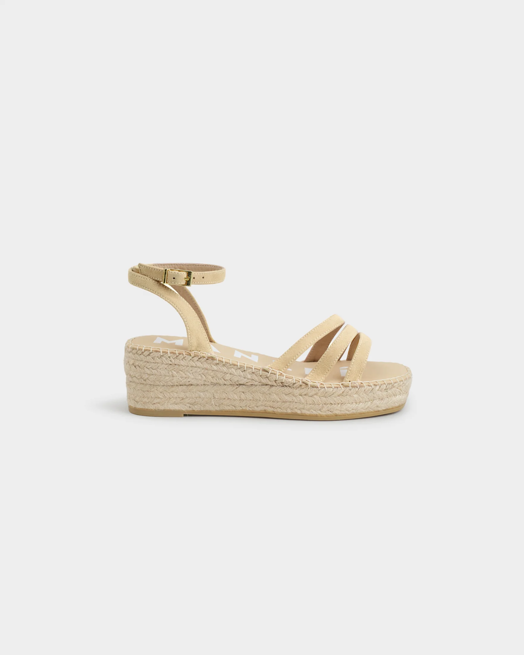 Suede Three Bands Platform Espadrilles - M11WU - Hamptons Champagne Beige