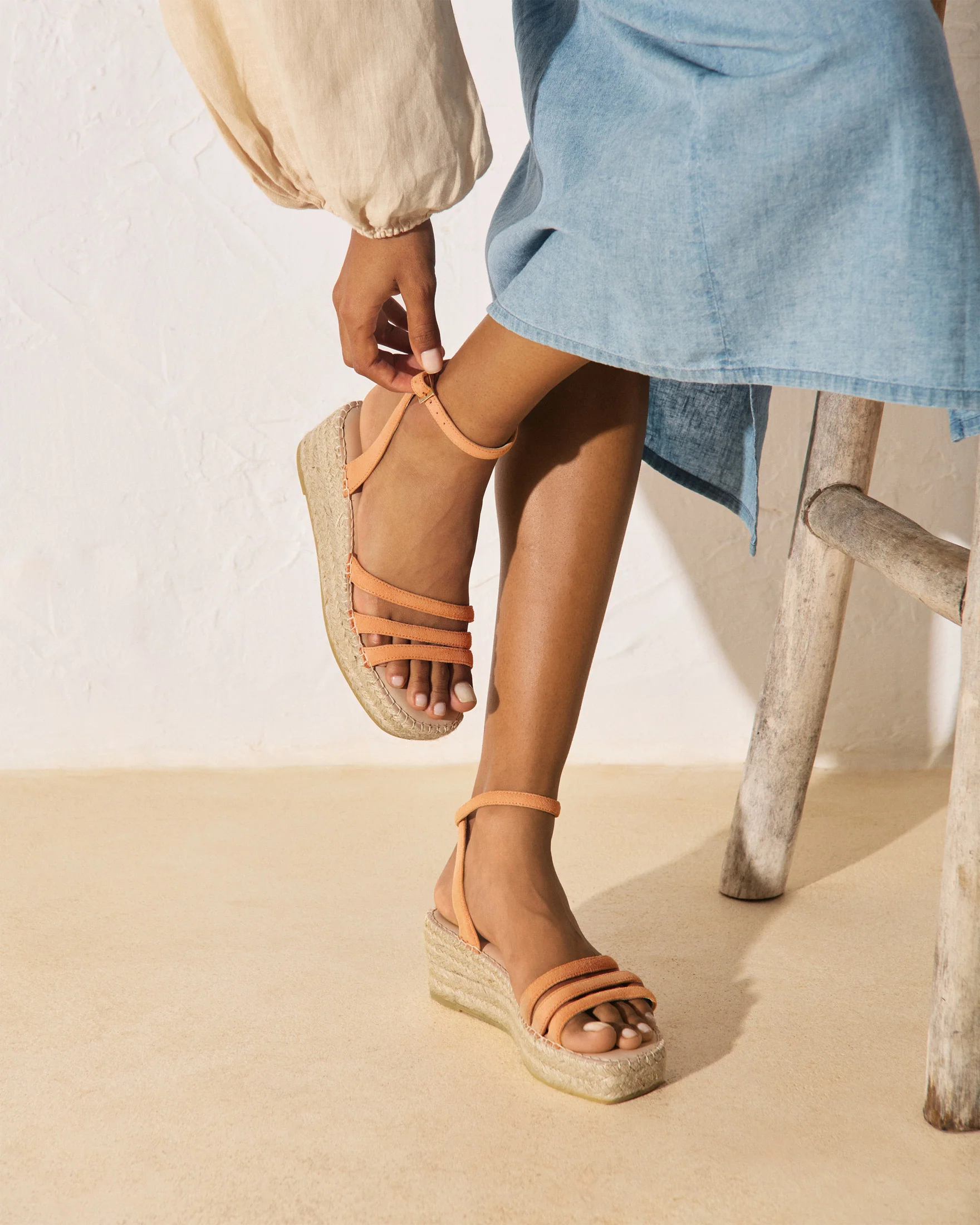 Suede Three Bands Platform - W26WU - Hamptons Island Peach