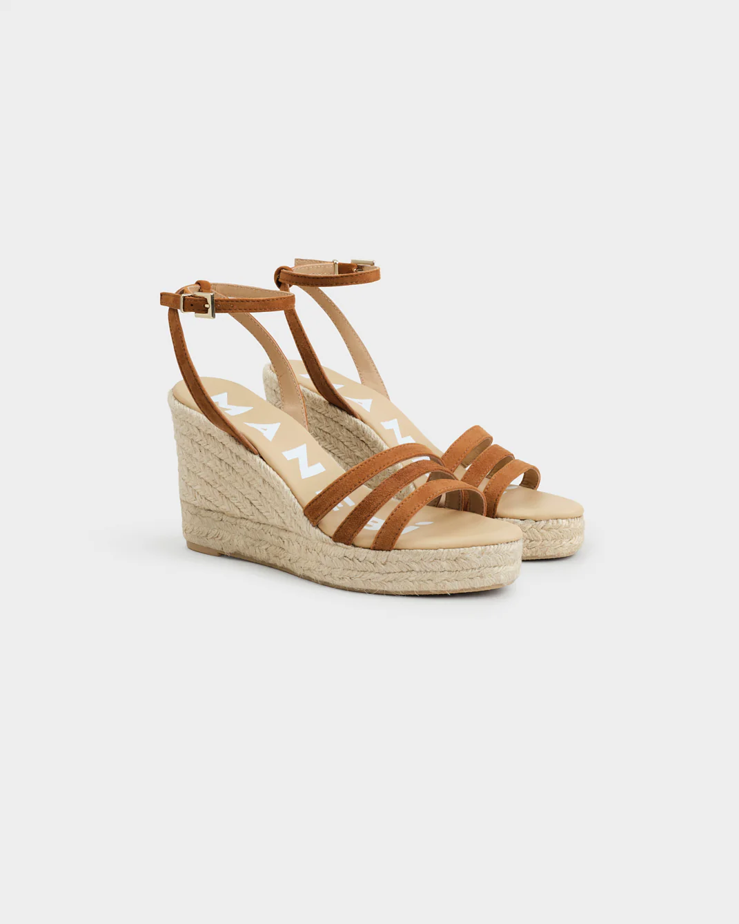 Soft Suede Three Bands Wedge Espadrilles - W34WY - Hamptons - Almond - Image 3