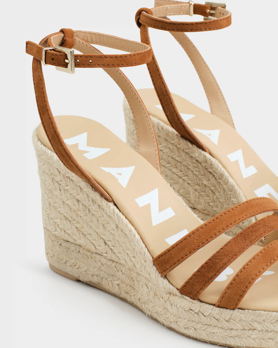 Soft Suede Three Bands Wedge Espadrilles - W34WY - Hamptons - Almond - Image 4