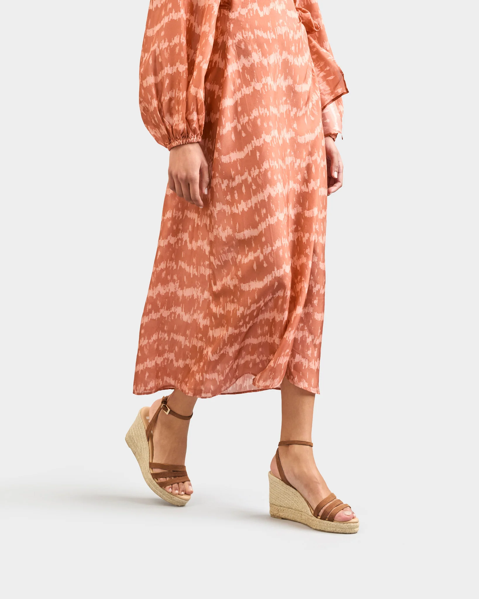 Soft Suede Three Bands Wedge Espadrilles - W34WY - Hamptons - Almond - Image 5