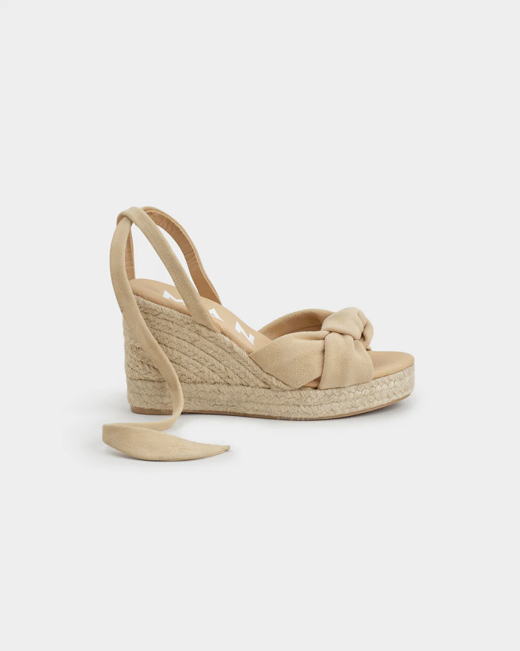 Suede Wedge Espadrilles With Knot - M11WS - Hamptons Champagne Beige