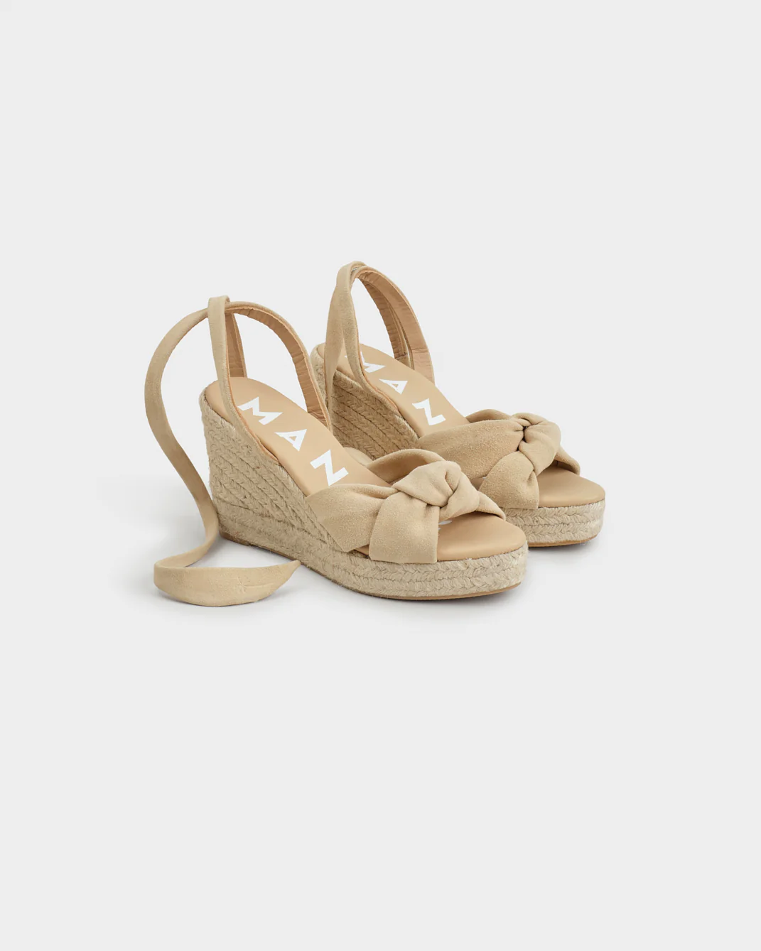 Suede Wedge Espadrilles With Knot - M11WS - Hamptons Champagne Beige - Image 3