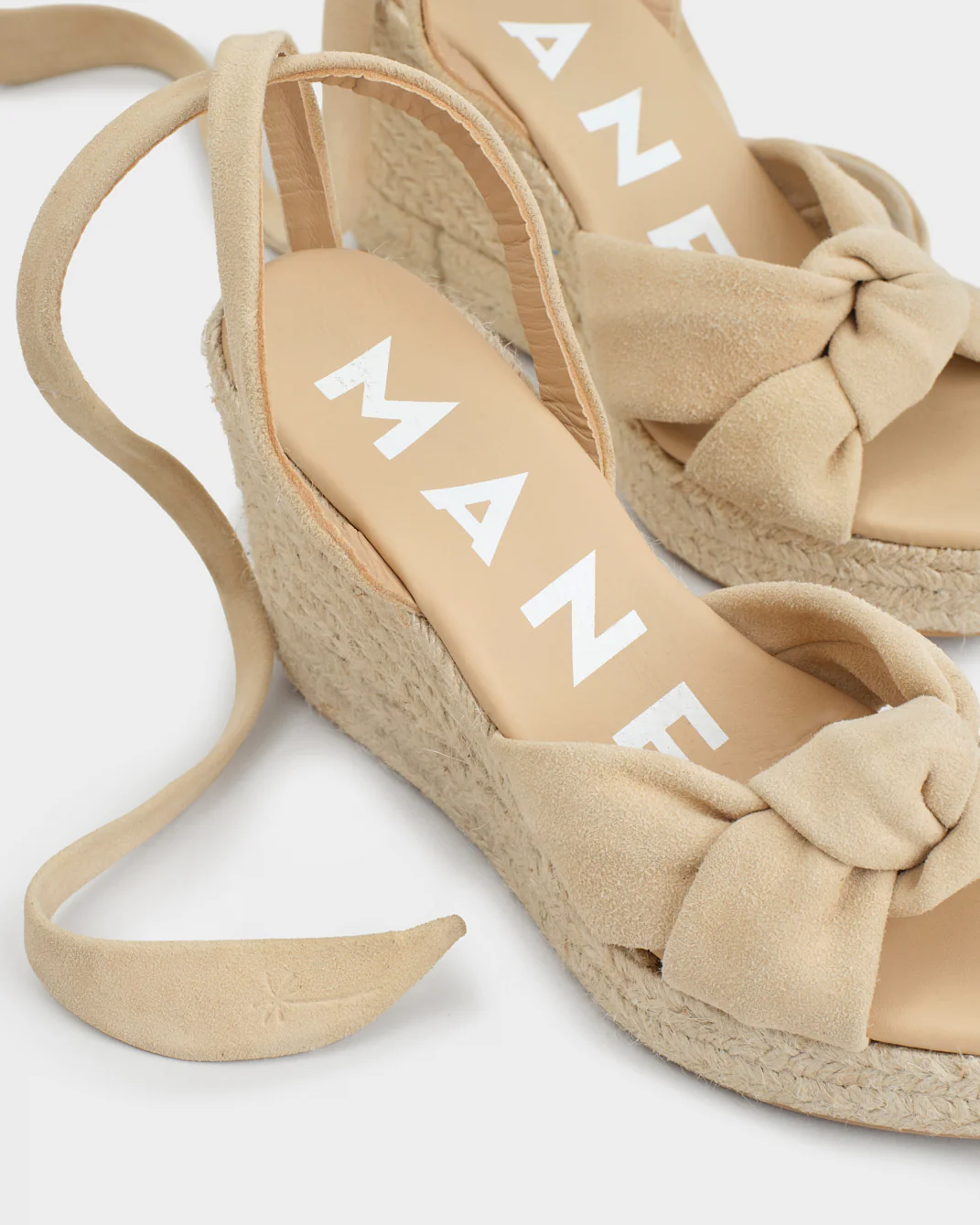 Suede Wedge Espadrilles With Knot - M11WS - Hamptons Champagne Beige - Image 4