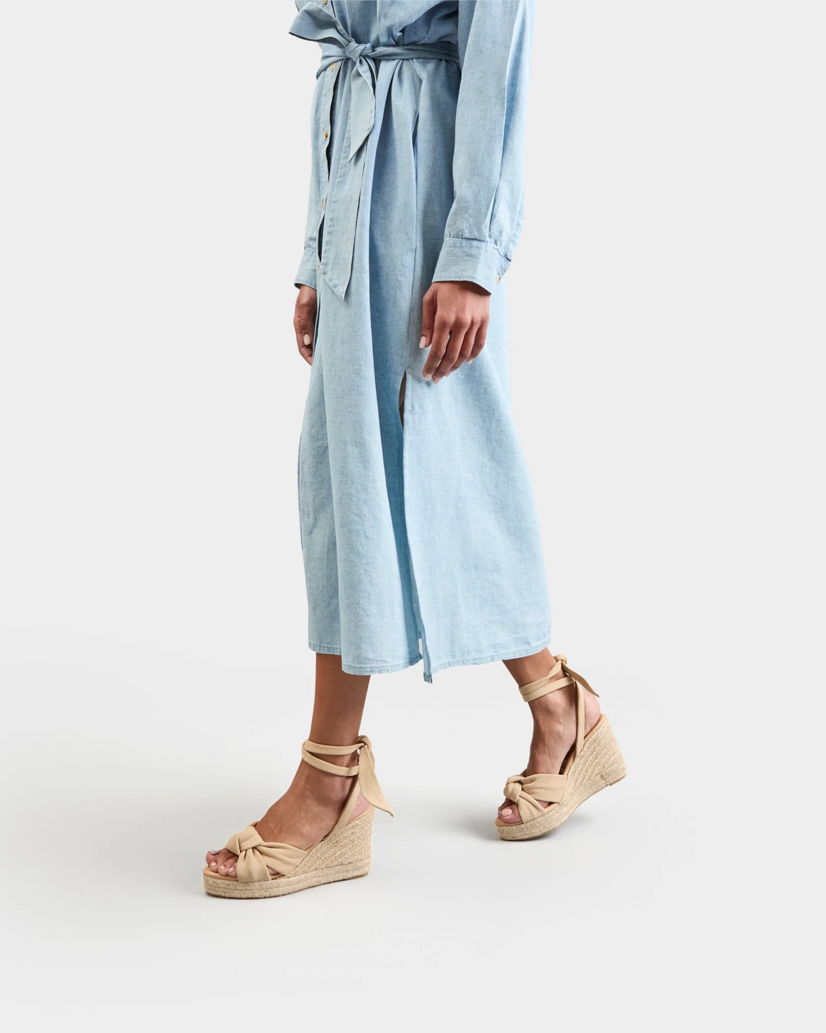 Suede Wedge Espadrilles With Knot - M11WS - Hamptons Champagne Beige - Image 5