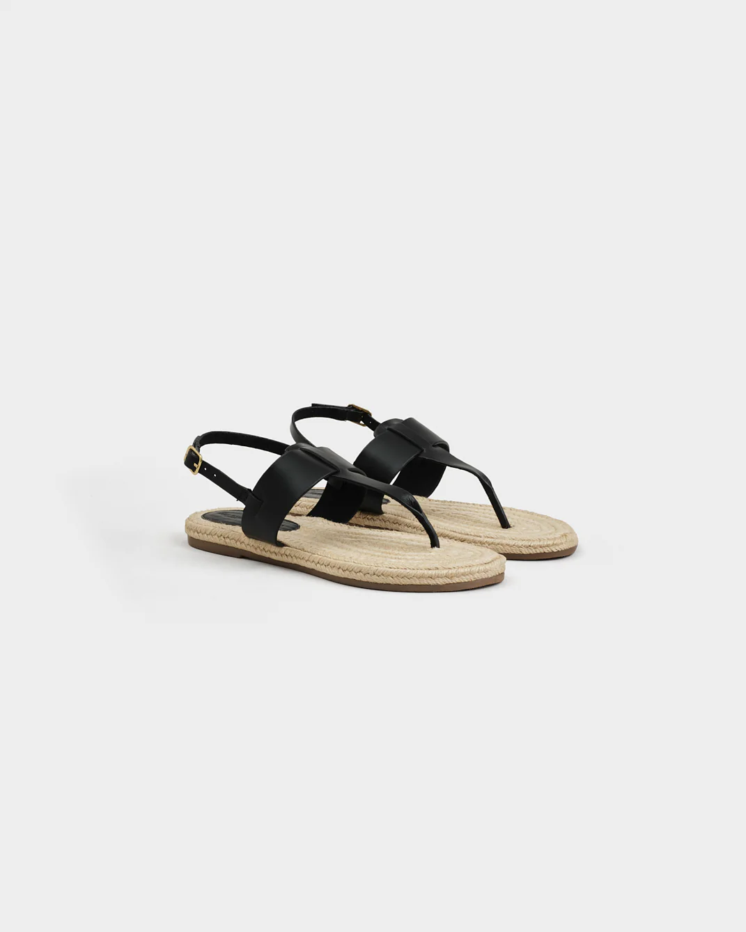 Sophia Leather and Jute Sandals - M07Y0 - Alex Rivière Studio x Manebí Black - Image 3