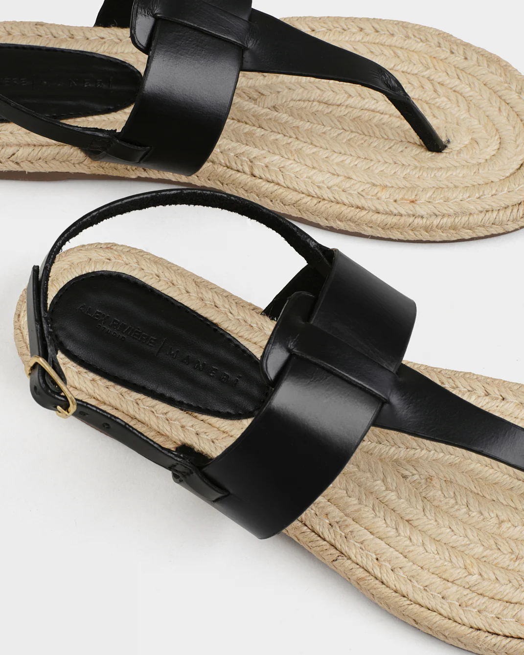 Sophia Leather and Jute Sandals - M07Y0 - Alex Rivière Studio x Manebí Black - Image 4