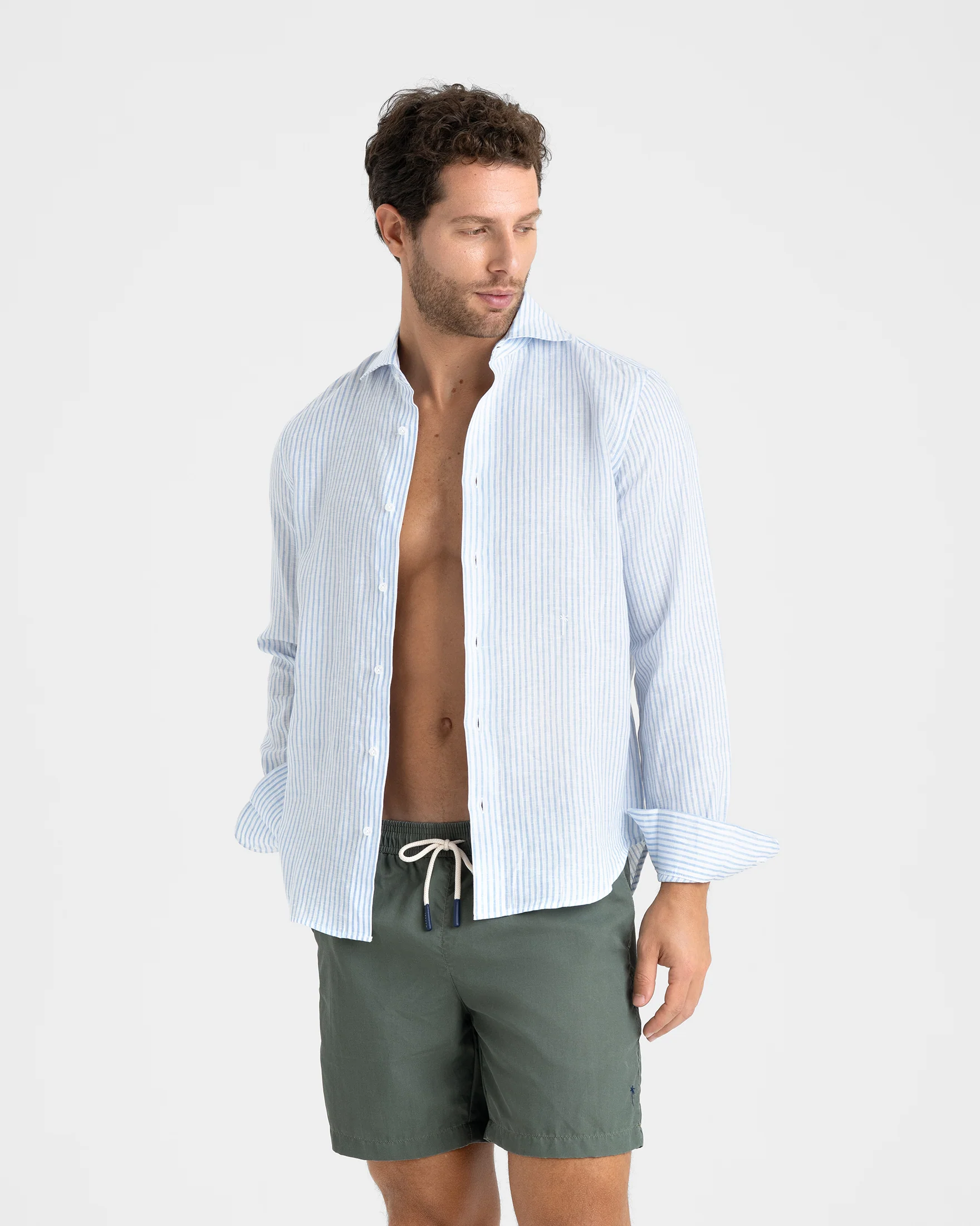 Stone Washed Nylon Swim Shorts - C17PM - Faded Military Green - Image 2