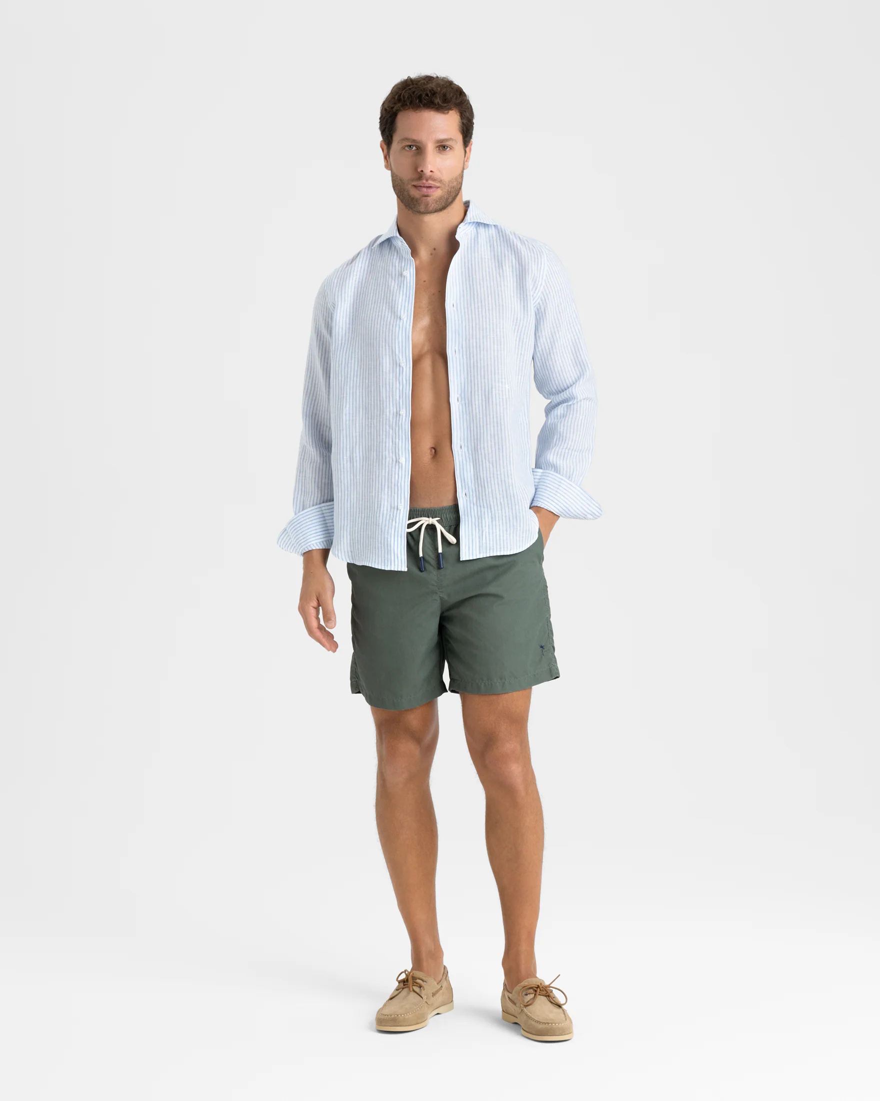 Stone Washed Nylon Swim Shorts - C17PM - Faded Military Green - Image 4