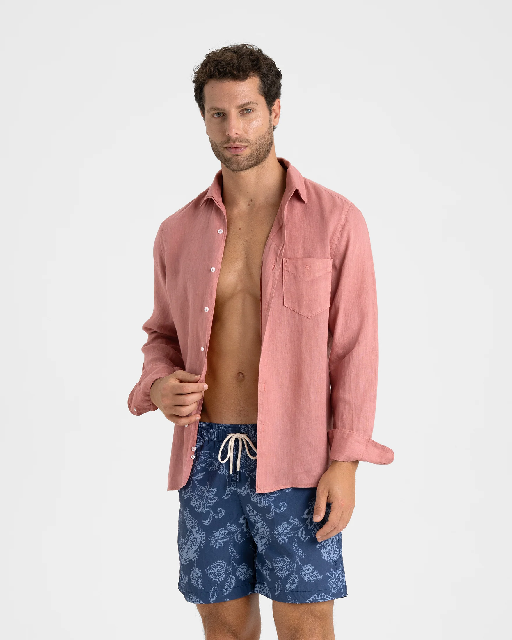 Stone Washed Printed Nylon Swim Shorts - B82PM - Indigo Paisley - Image 3