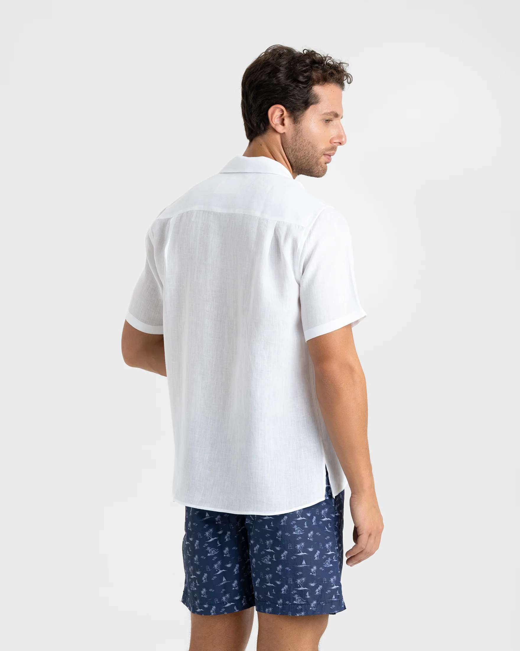Stone Washed Printed Nylon Swim Shorts - B90PM - Indigo Tropical Toile - Image 5