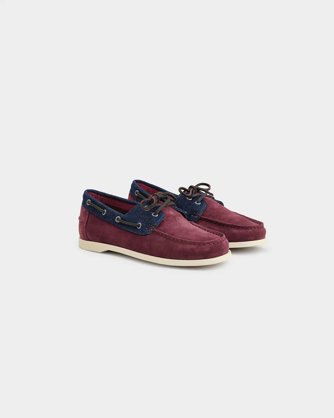 Swan Suede & Denim Boat Shoes - Q84KM - Luca Rubinacci x Manebí Wine & Dark Denim - Image 3