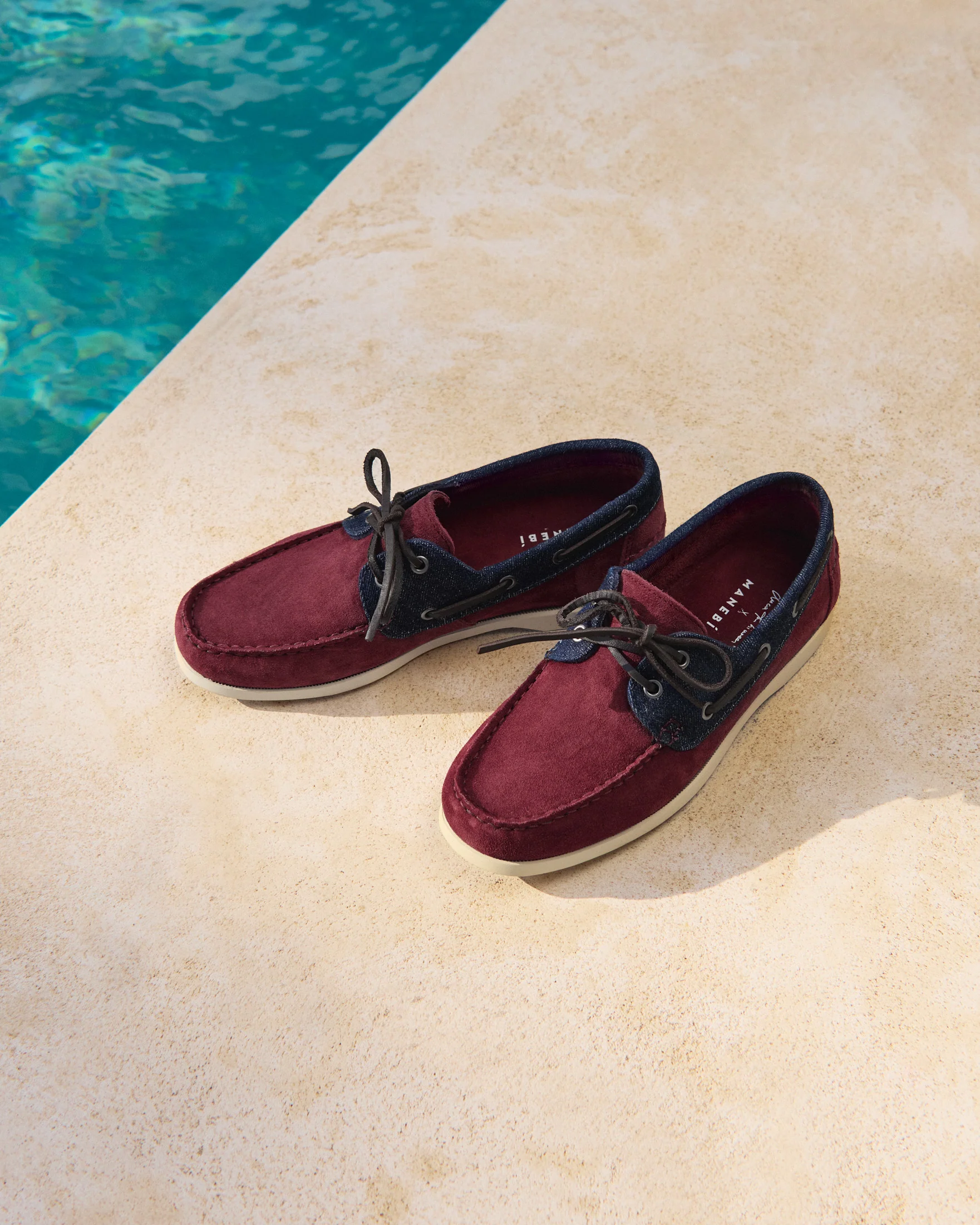 Swan Suede & Denim Boat Shoes - Q84KM - Luca Rubinacci x Manebí Wine & Dark Denim - Image 5