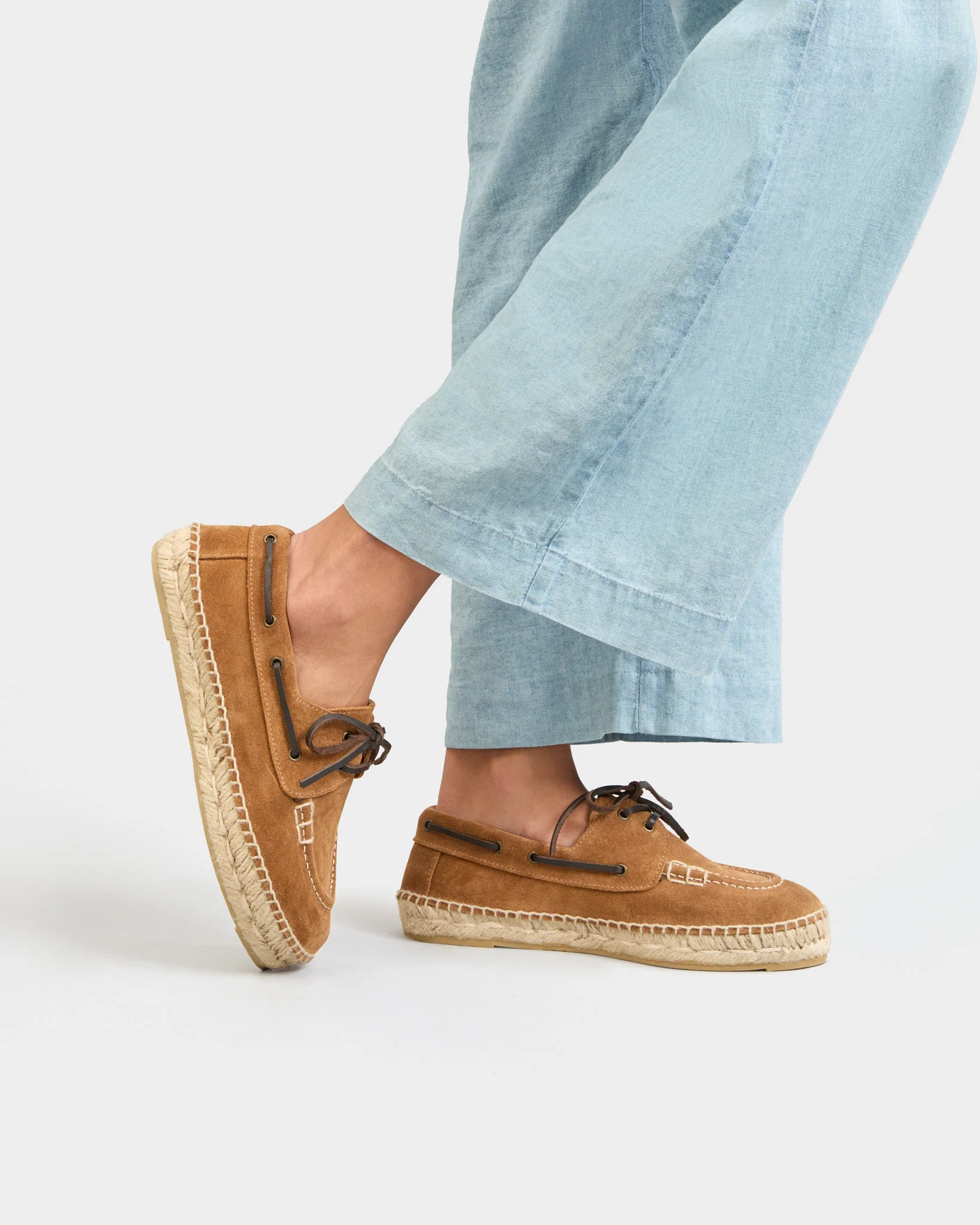 Suede Boat-Shoes Espadrilles - X00KG - Hamptons - Almond - Image 2