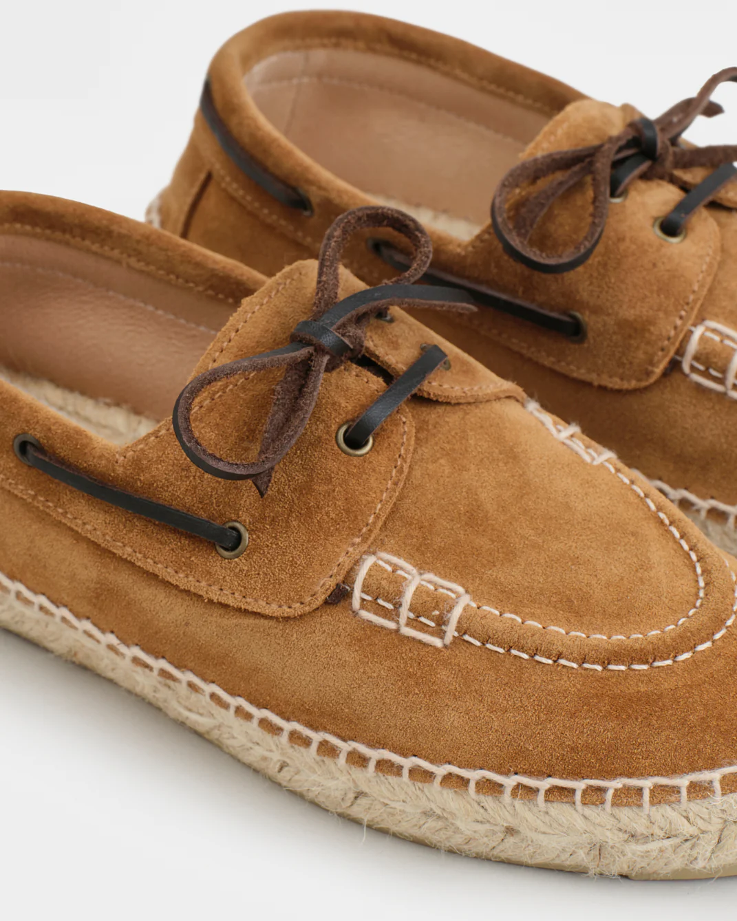 Suede Boat-Shoes Espadrilles - X00KG - Hamptons - Almond - Image 4