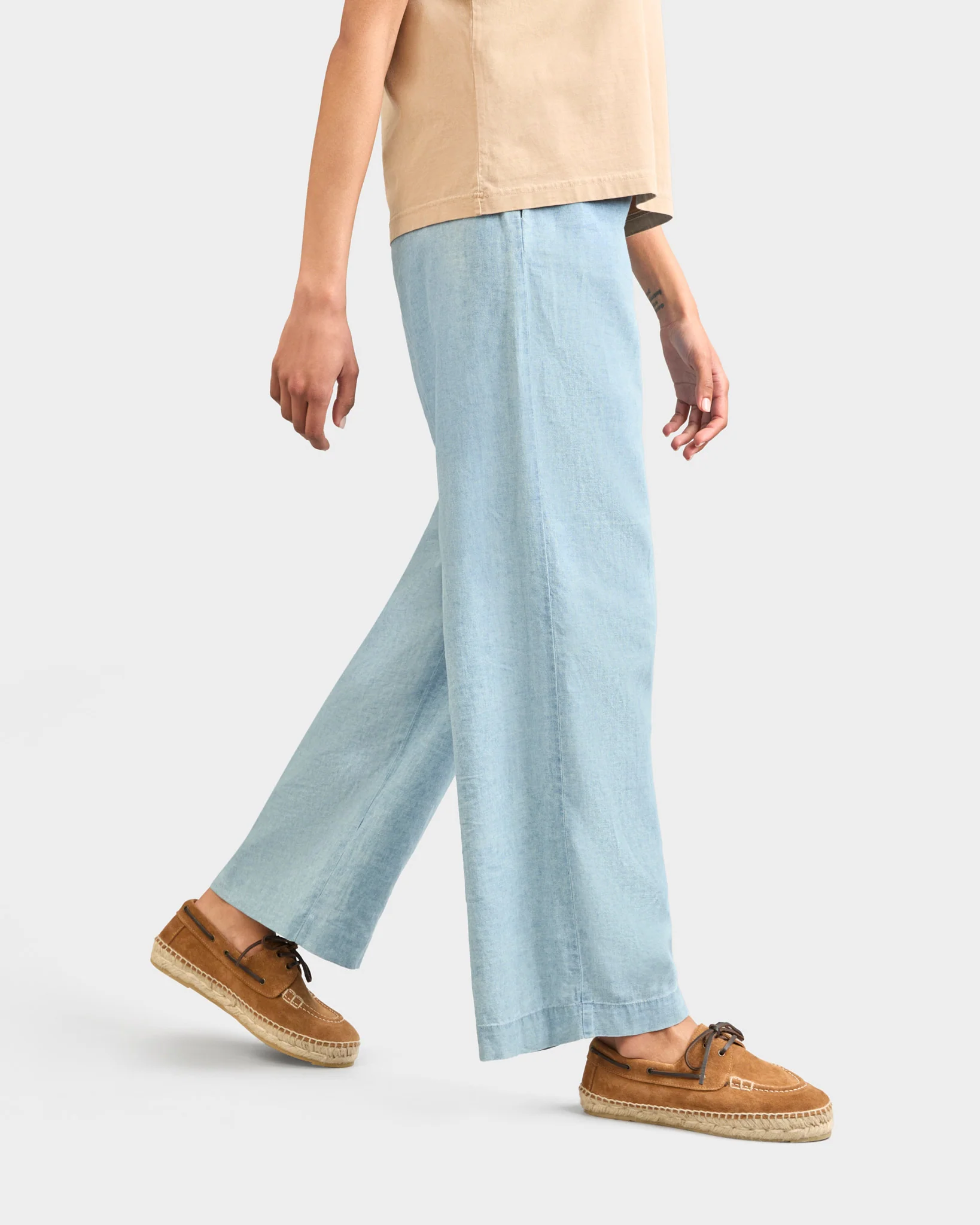 Suede Boat-Shoes Espadrilles - X00KG - Hamptons - Almond - Image 5