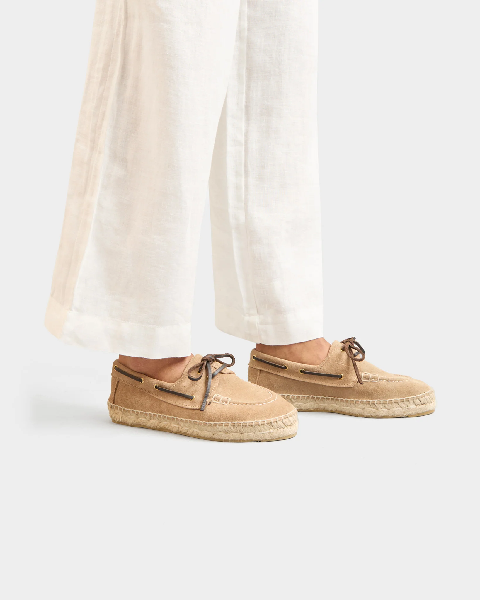 Suede Boat-Shoes Espadrilles - W19KG - Hamptons - Vintage Taupe - Image 2