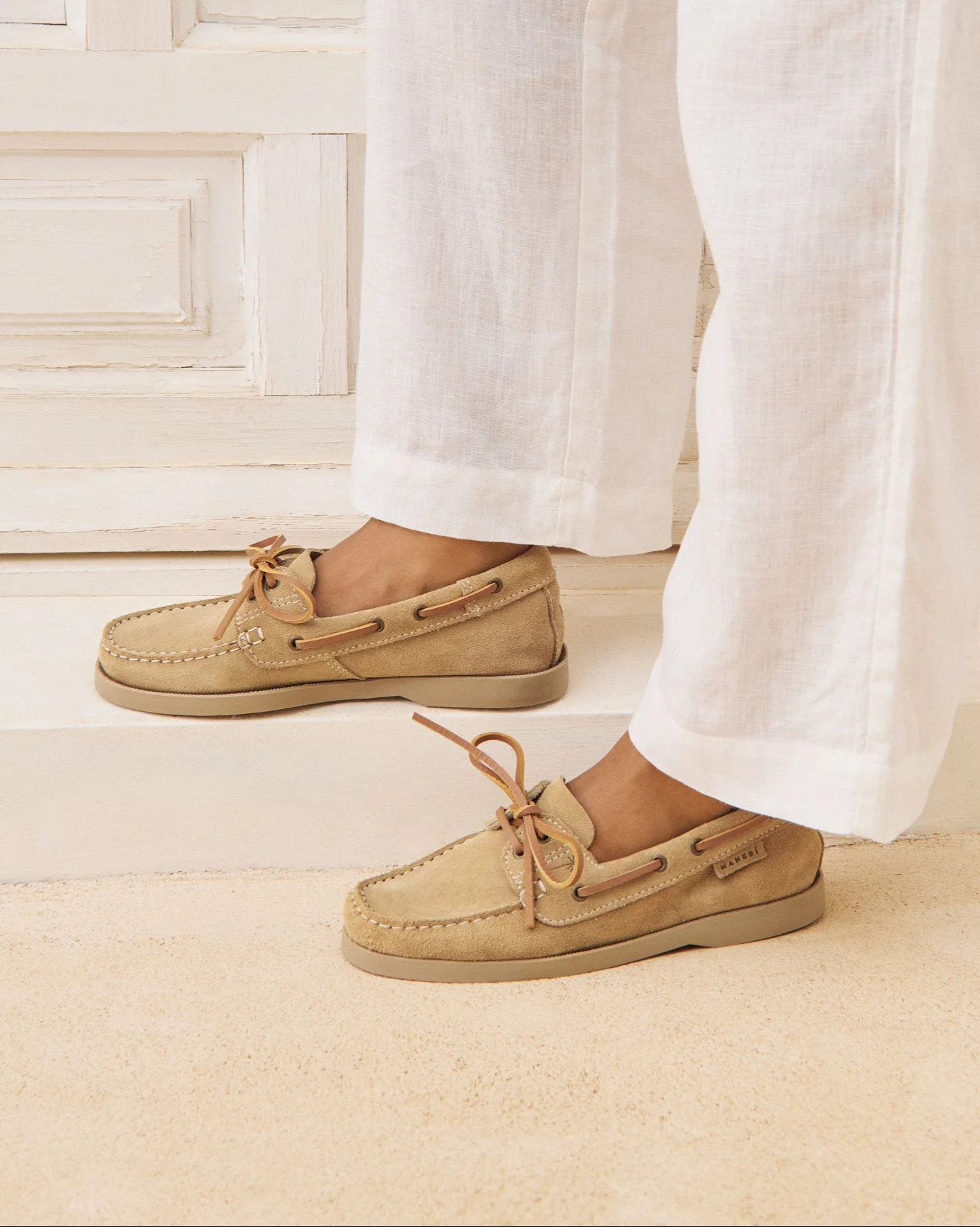 Suede Boat Shoes - K12KK - Hamptons Champagne Beige on Tone - Image 6