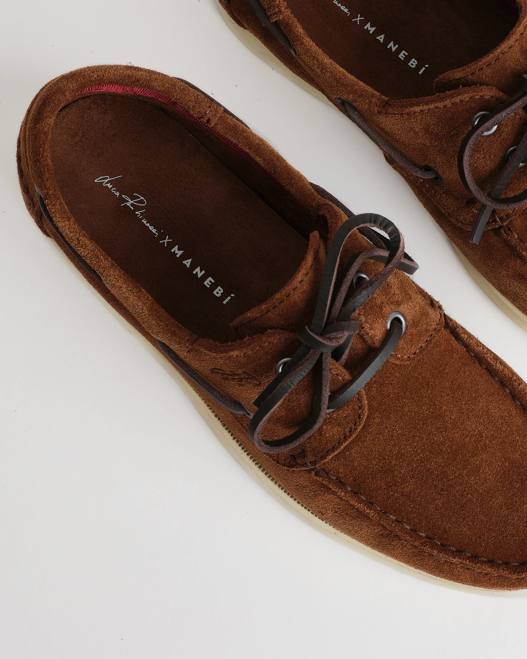Swan Suede Boat Shoes - Q72KM - Luca Rubinacci x Manebí Tobacco - Image 4