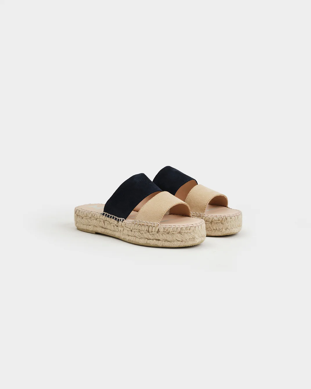 Suede Double Sole|Two Bands Sandals - R80JB - Venice Champagne Beige And Patriot Blue - Image 3