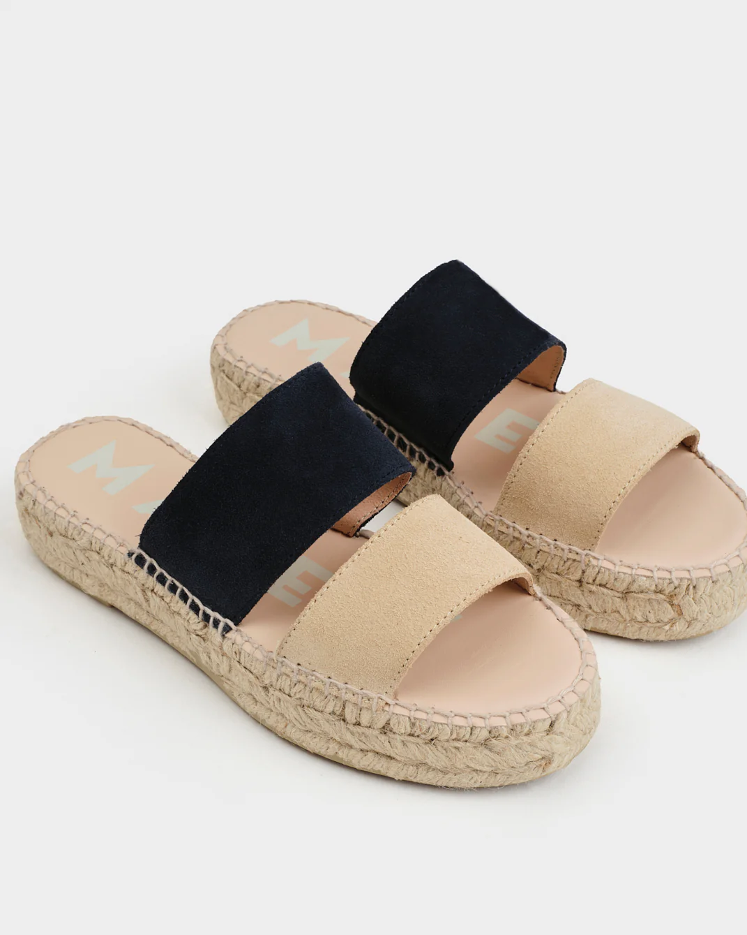 Suede Double Sole|Two Bands Sandals - R80JB - Venice Champagne Beige And Patriot Blue - Image 4