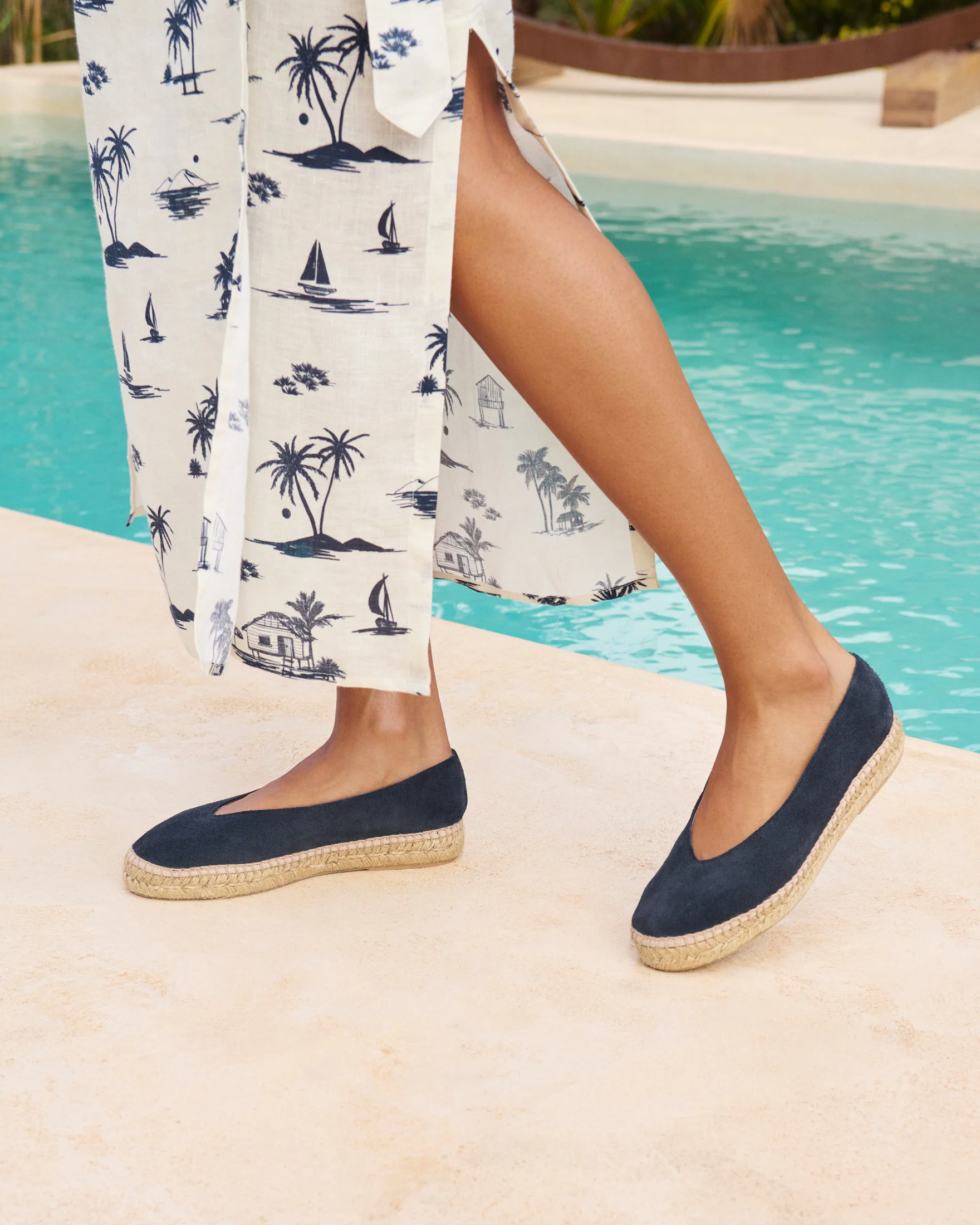 Suede Ballet Flat Espadrilles - K15BK - Hamptons Patriot Blue - Image 2