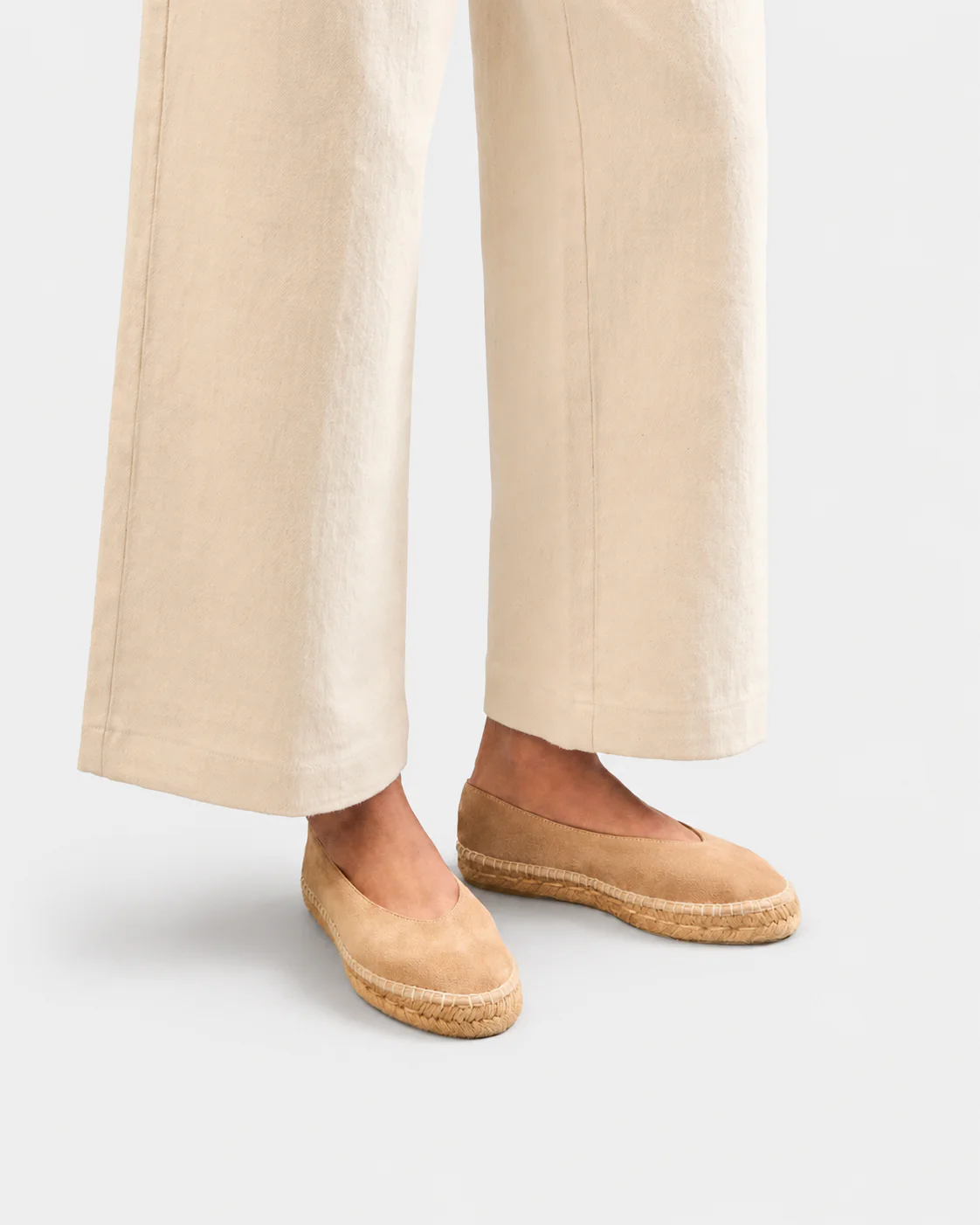 Suede Ballet Flat Espadrilles - W19BK - Hamptons Vintage Taupe - Image 2