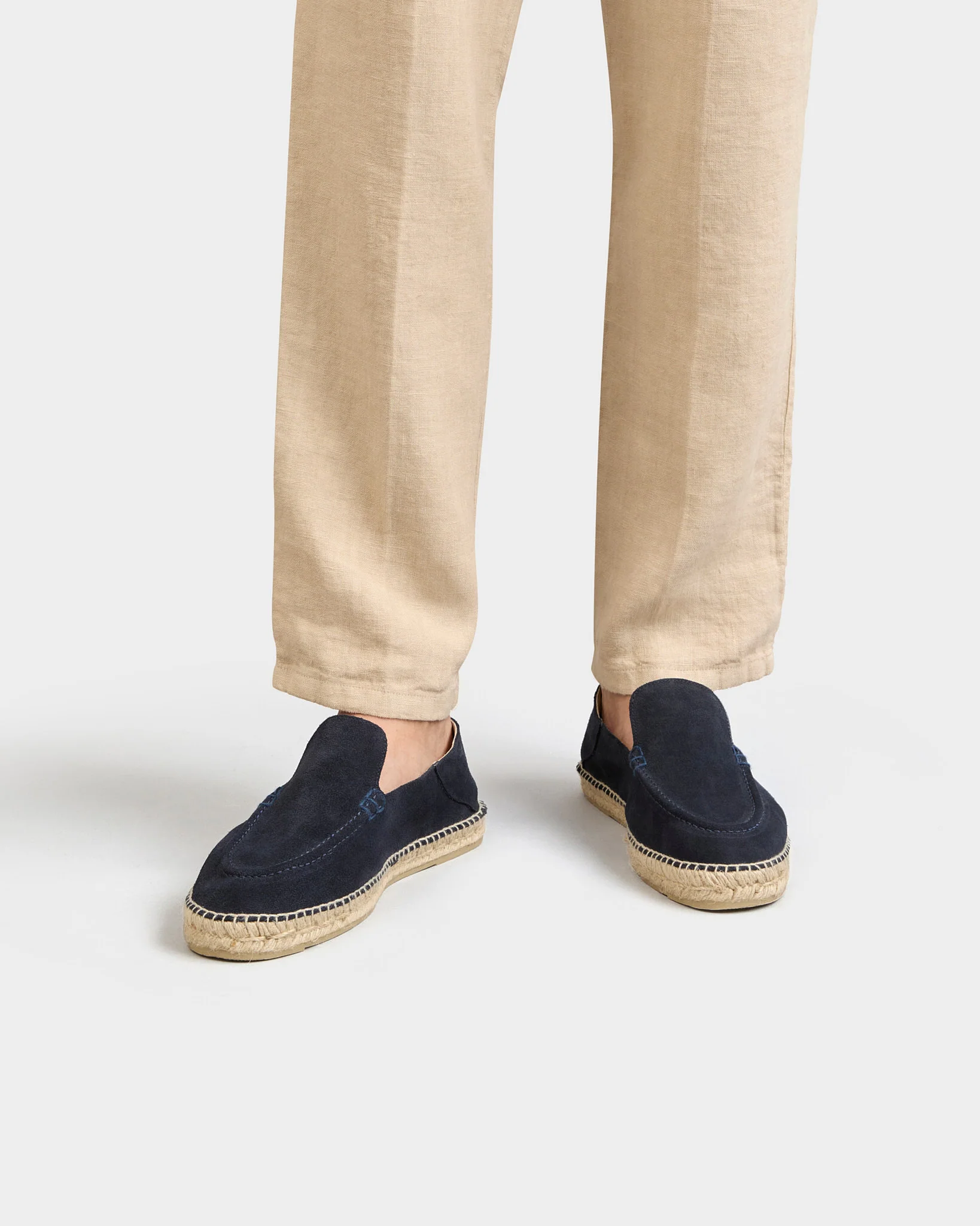 Suede Traveler Loafers Espadrilles - K16LT - Hamptons Patriot Blue With Stitching On Tone - Image 2